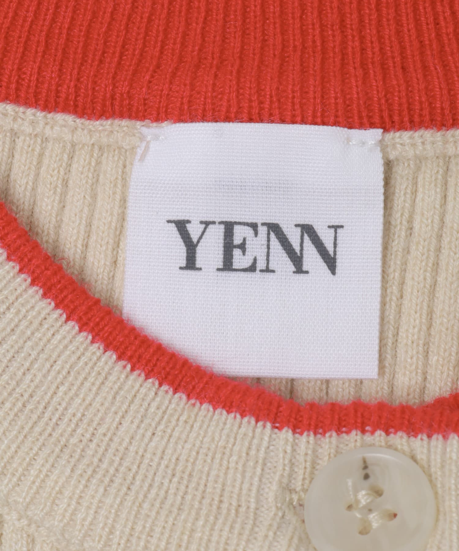 YENN　WOOL RIB CREW CARDIGAN LBEIGE Free