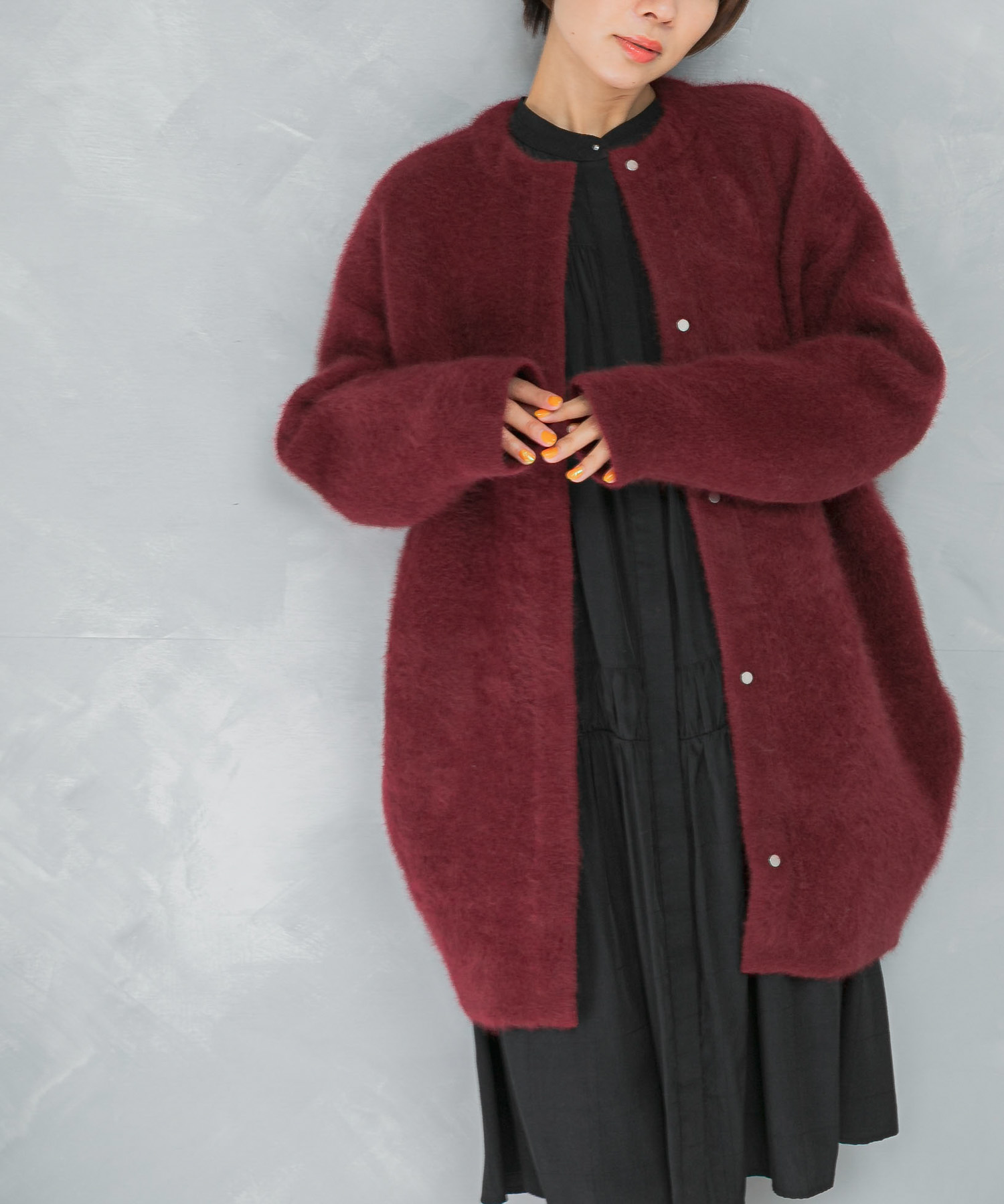 ELENDEEK　CREW-NECK RACCOON MIX WCARDIGAN