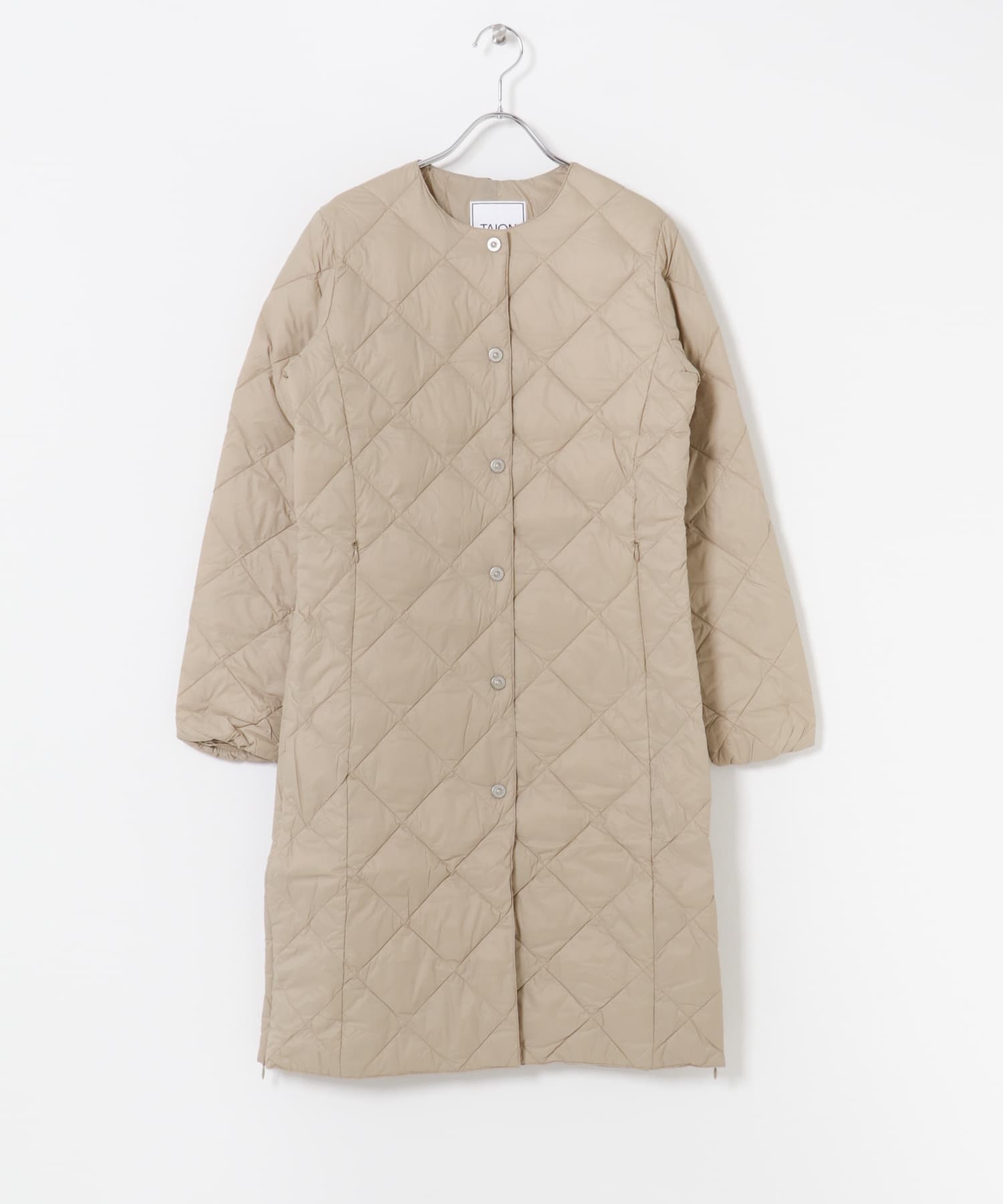 TAION　CREW NECK LONG DOWN COAT GBEIGE M