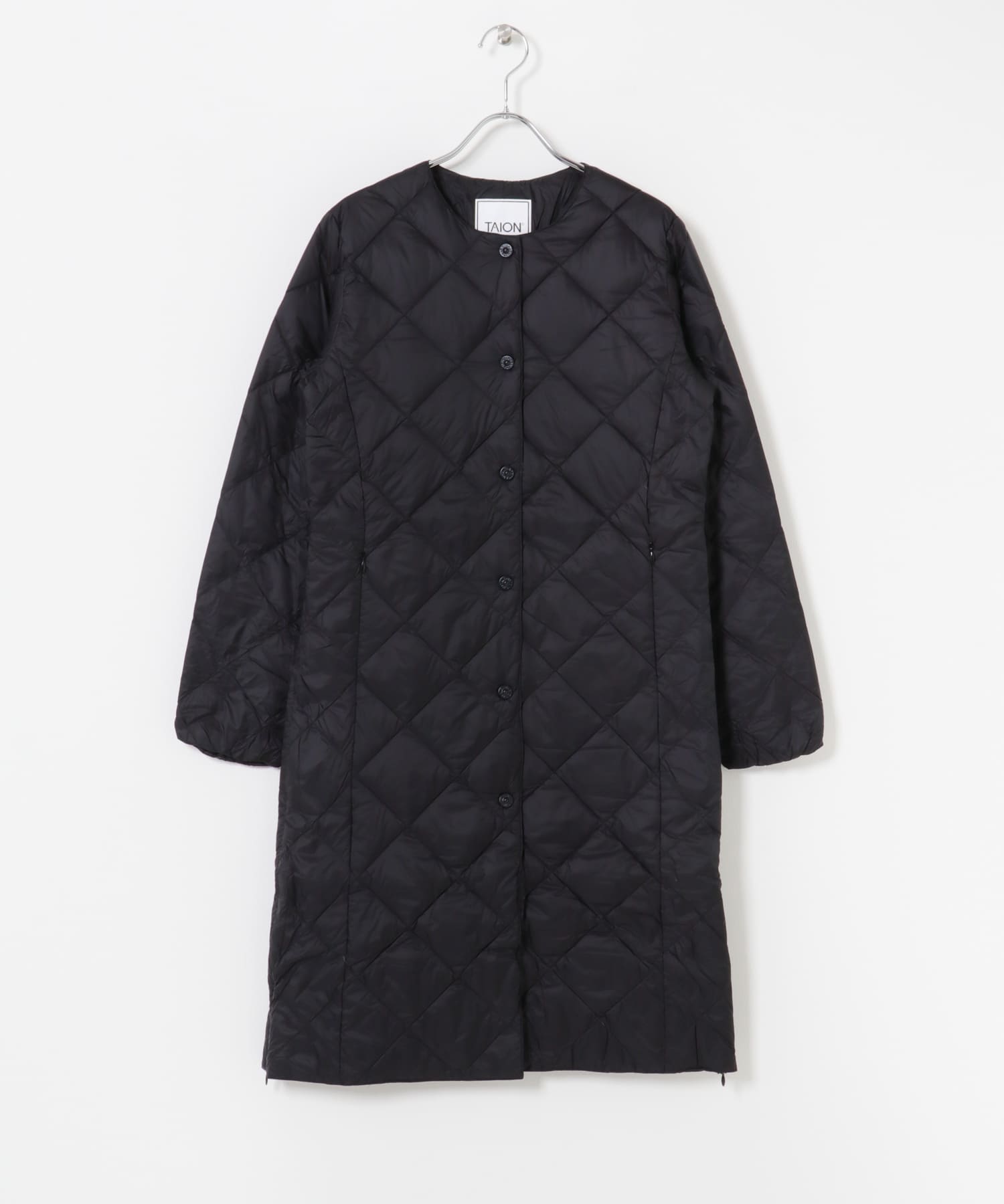 TAION　CREW NECK LONG DOWN COAT BLACK M