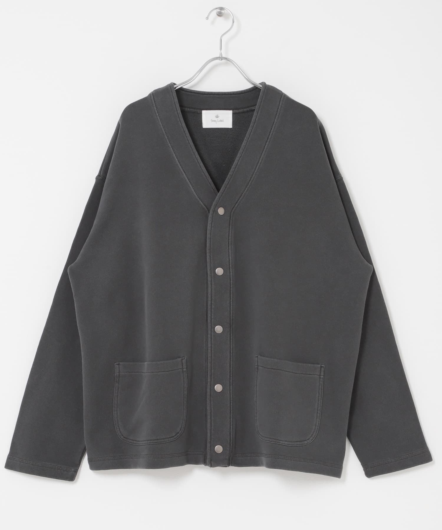 スウェットVネックカーディガン チャコール M