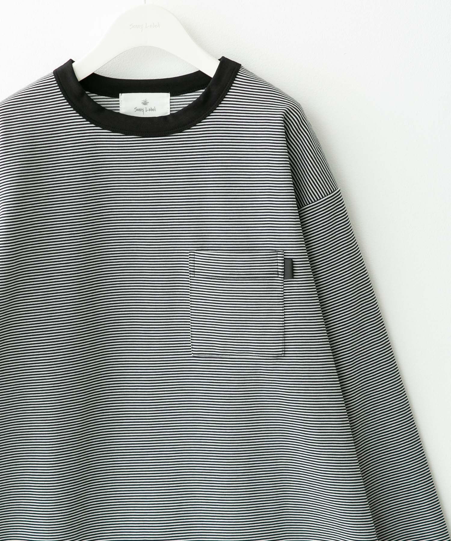 ポンチポケット付ロングスリーブTシャツ ボーダー M