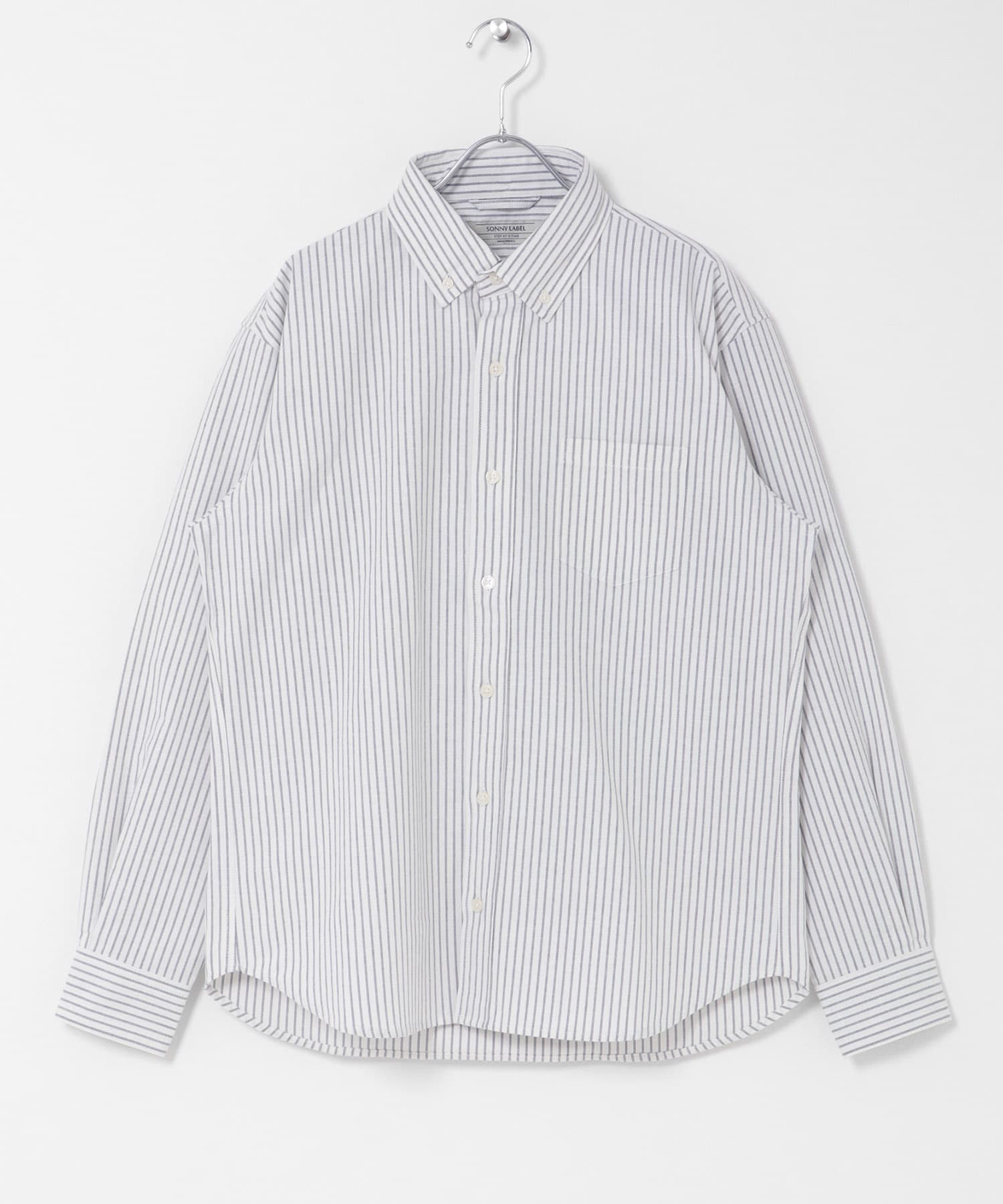 抗菌オックスボタンダウン長袖シャツ オフストライプ S