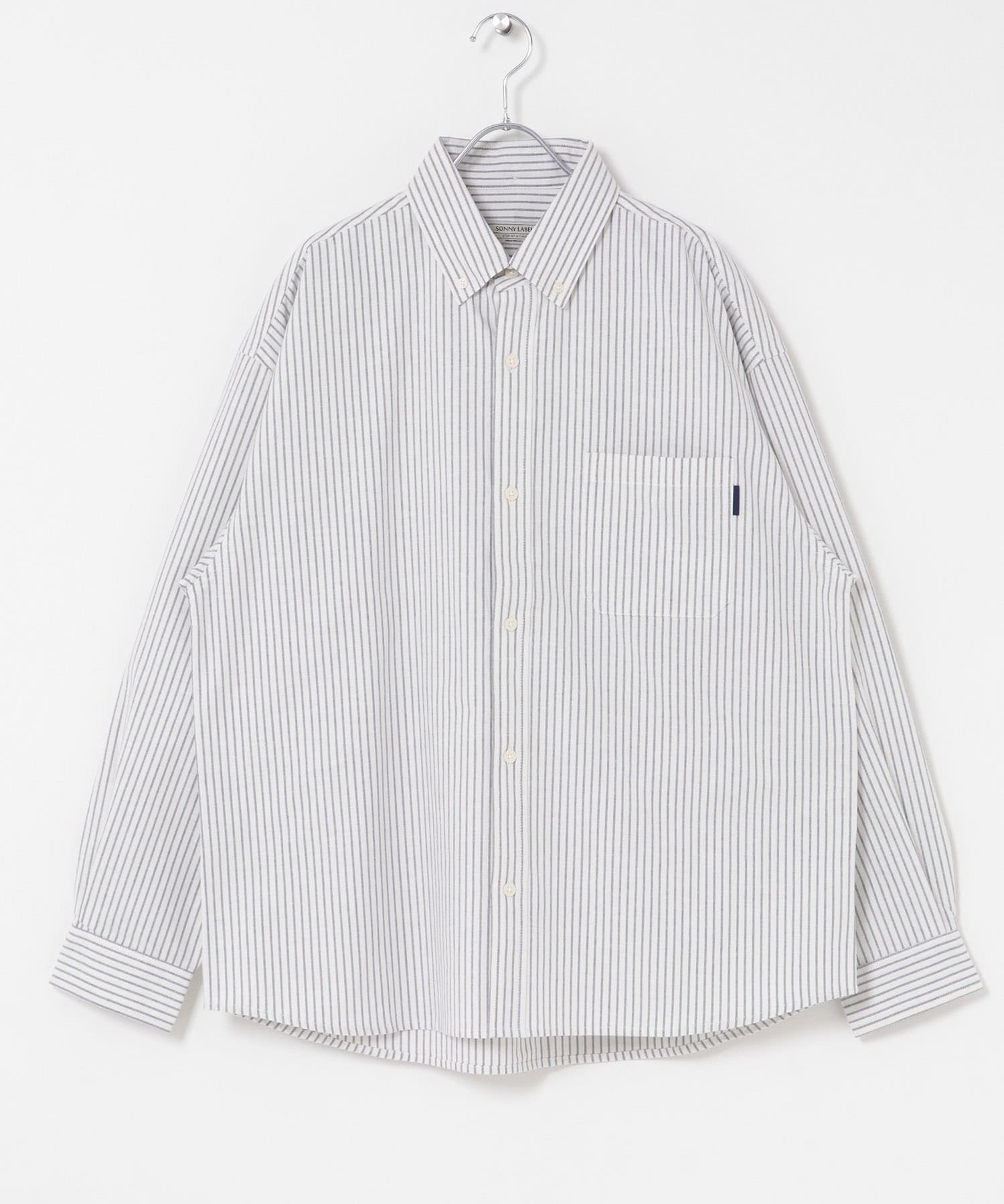 抗菌オックスボタンダウンオーバーシャツ オフストライプ M