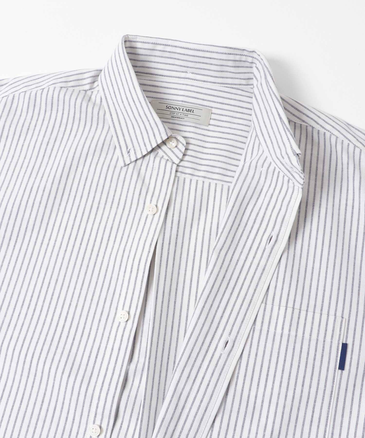 抗菌オックスボタンダウンオーバーシャツ オフストライプ M