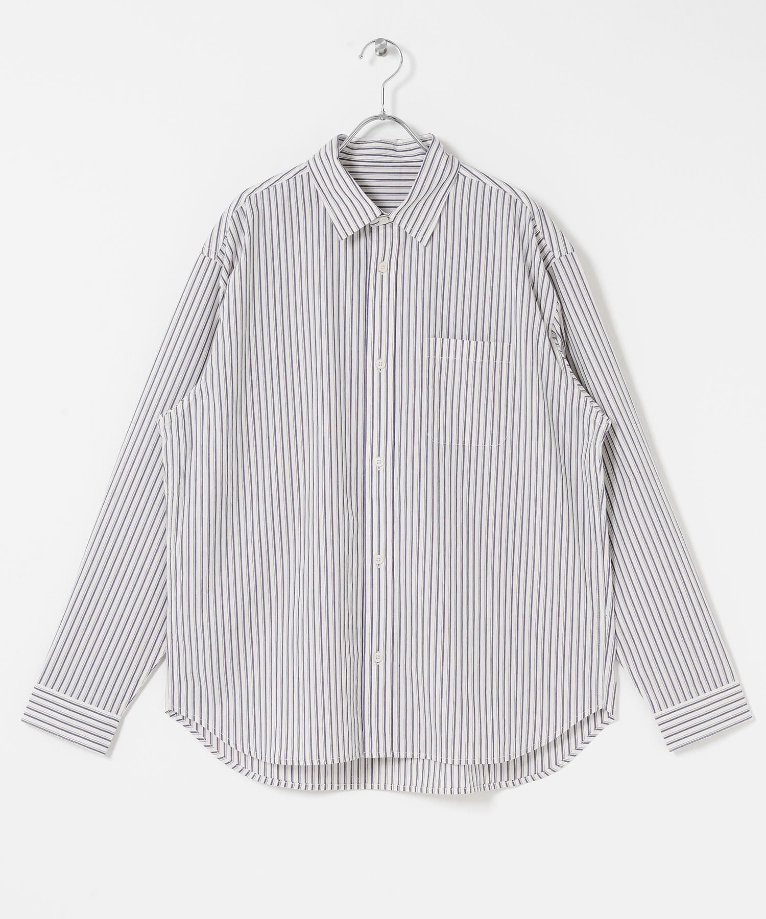 ストライプレギュラーカラーシャツ ホワイト M