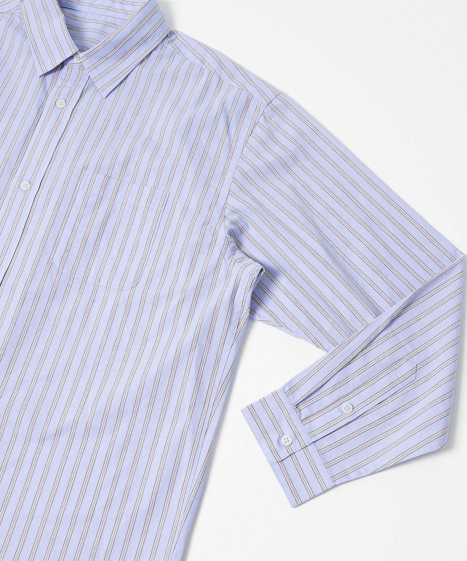 ストライプレギュラーカラーシャツ ブルー M