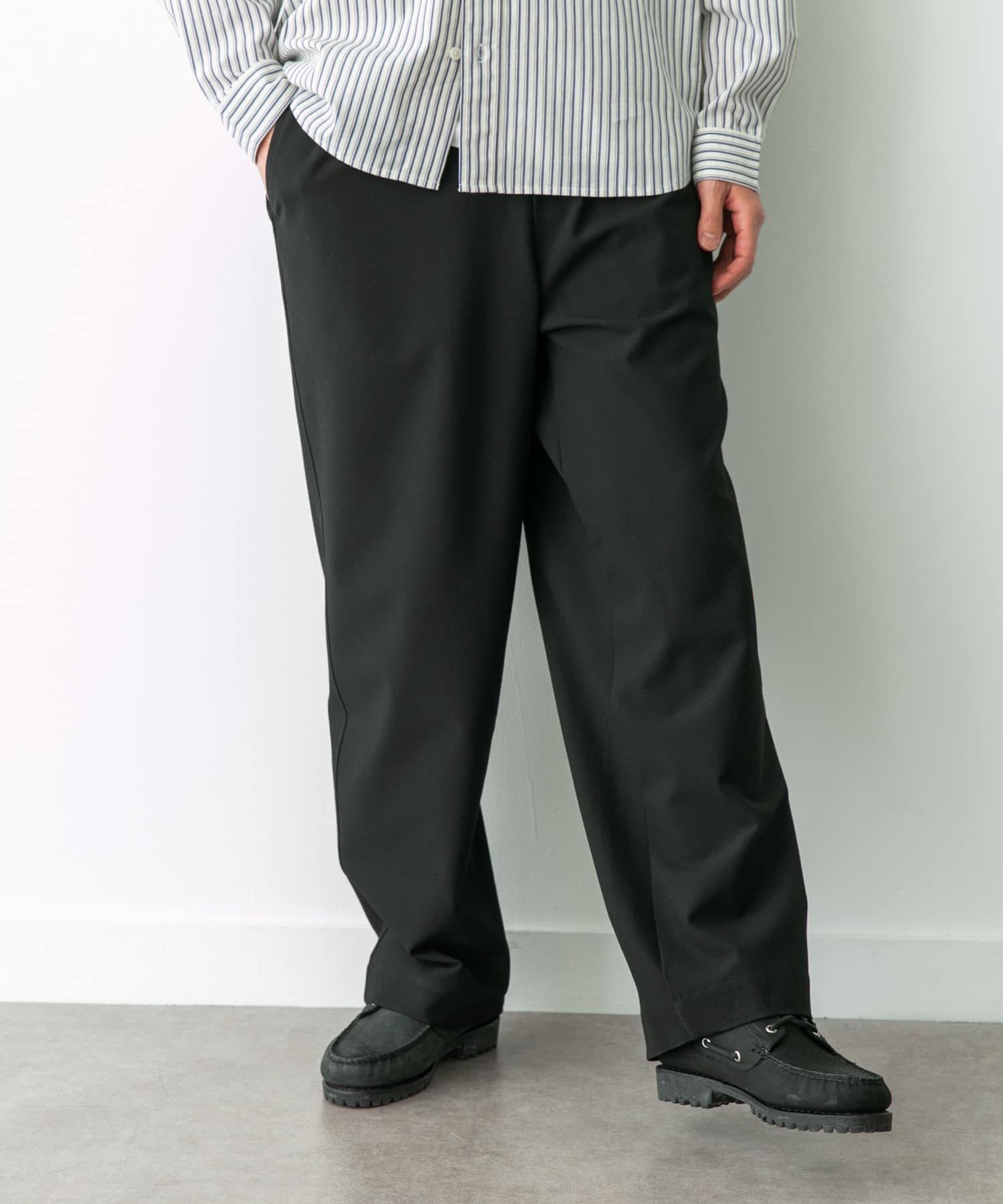 ハイスペワイドストレートイージーパンツ ブラック S