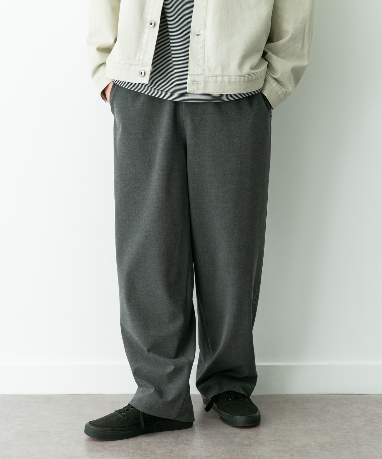 ハイスペワイドストレートイージーパンツ グレー S