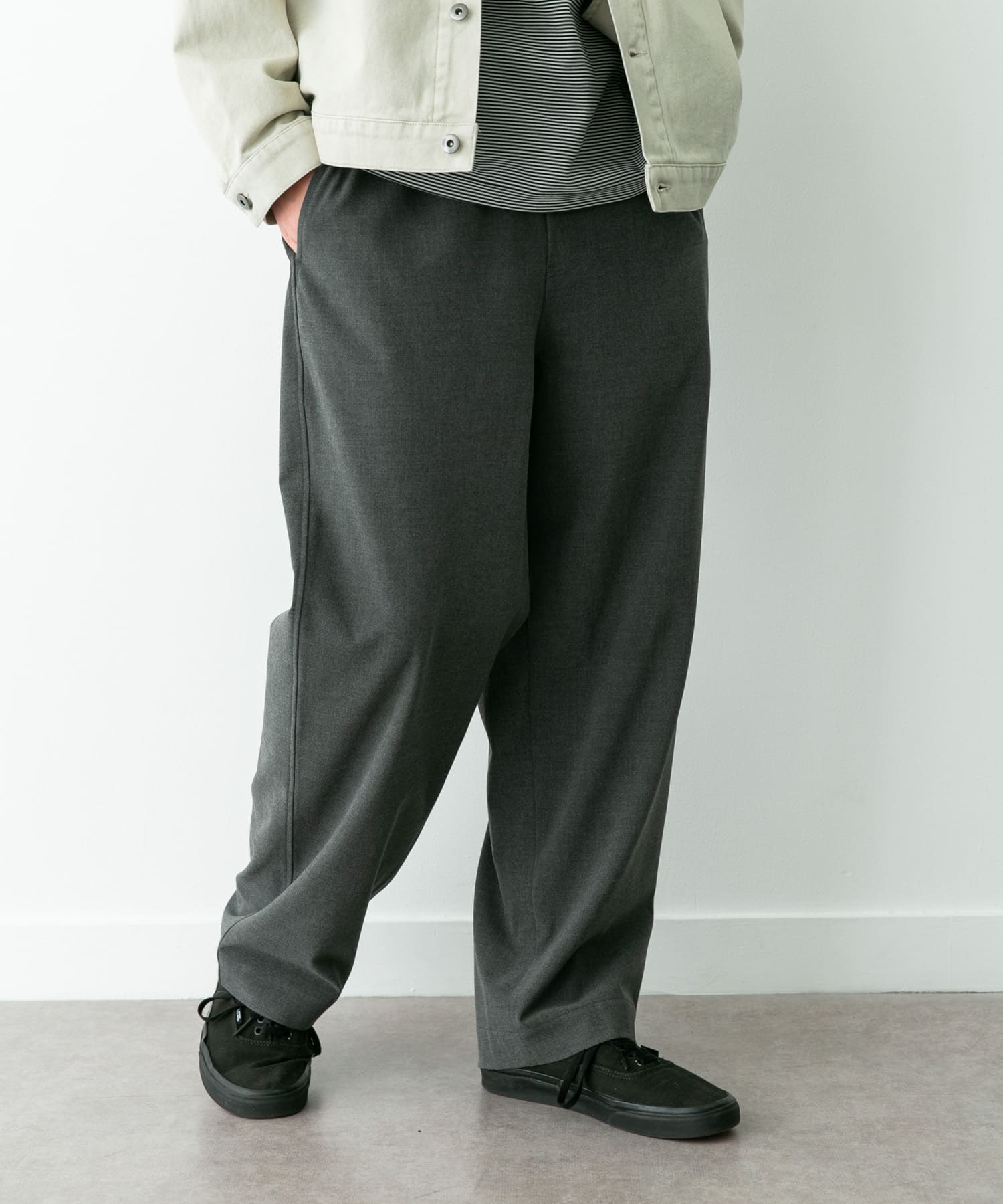 ハイスペワイドストレートイージーパンツ グレー S