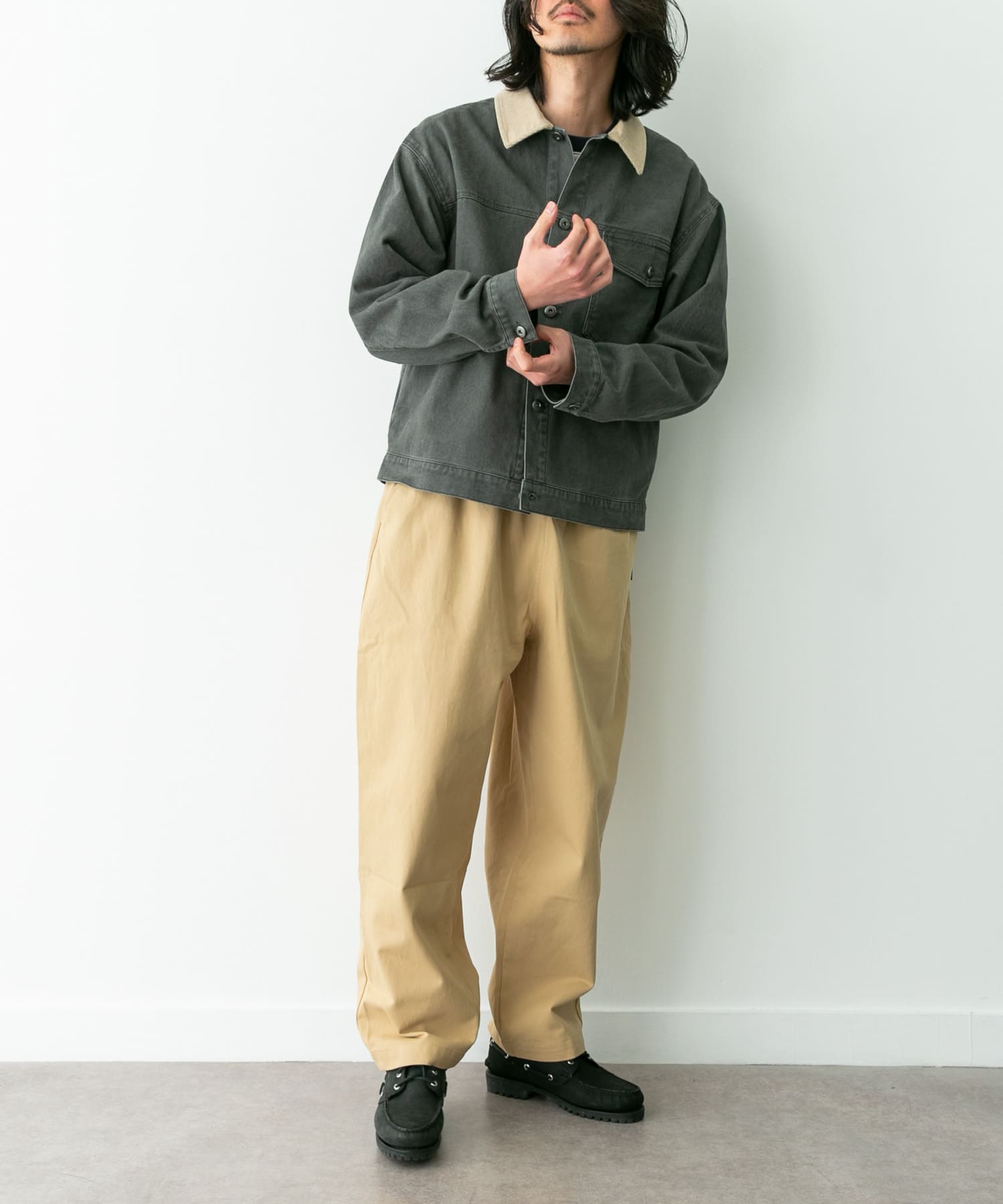 ウォッシュドツイル襟切替ジャケット(M アイボリー): アウター｜URBAN