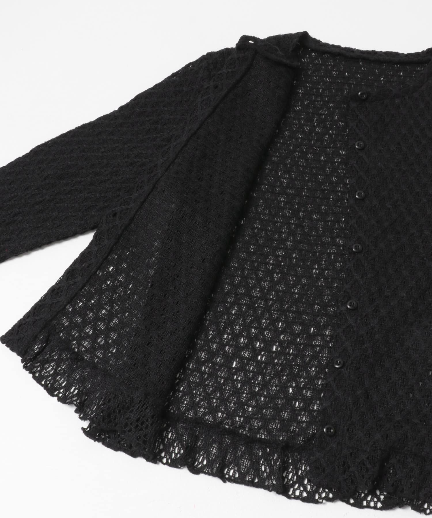 レースシャーリングフリルカットソー ブラック Free