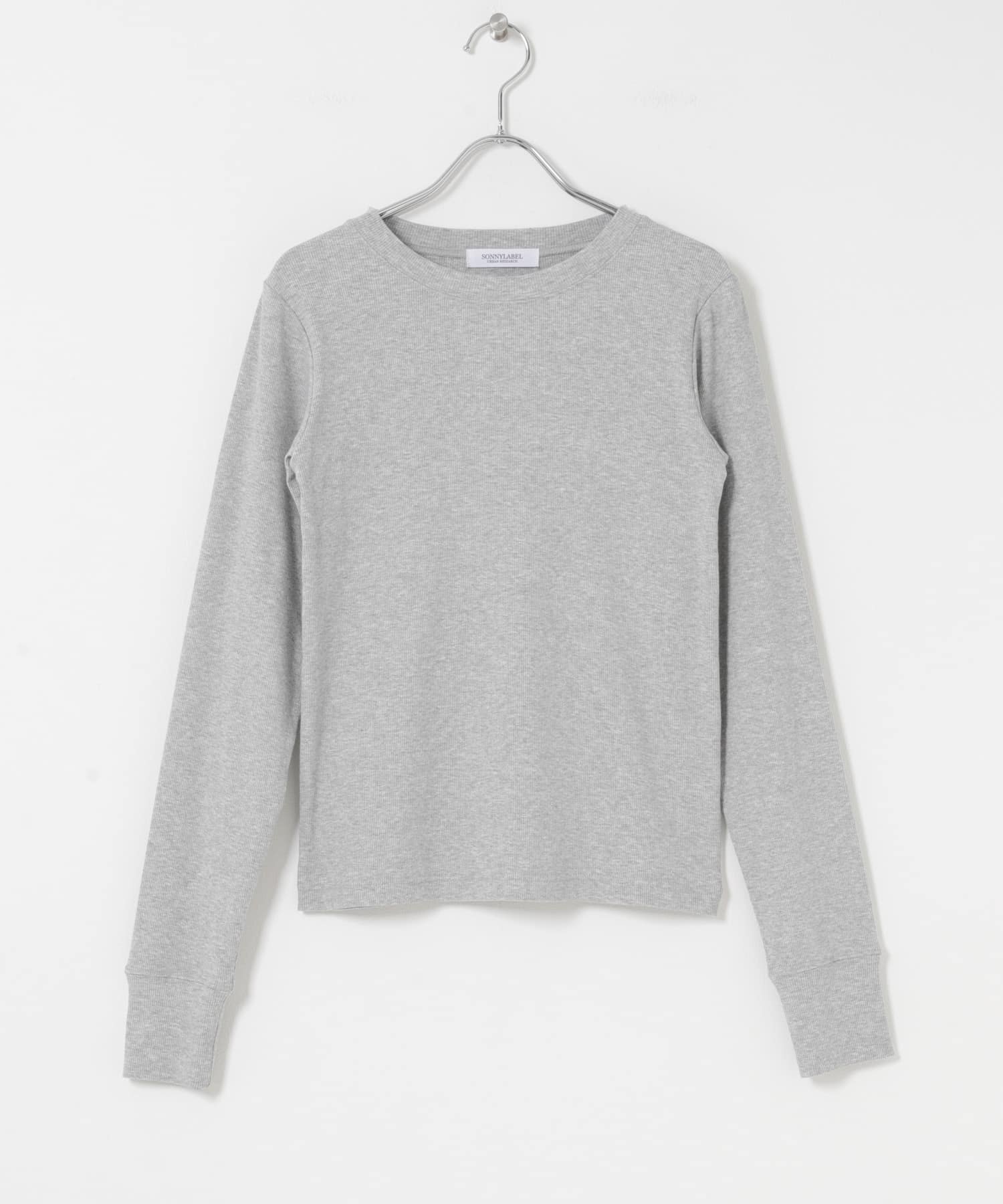 スムースタッチテレコリブクルーネックプルオーバー グレー Free