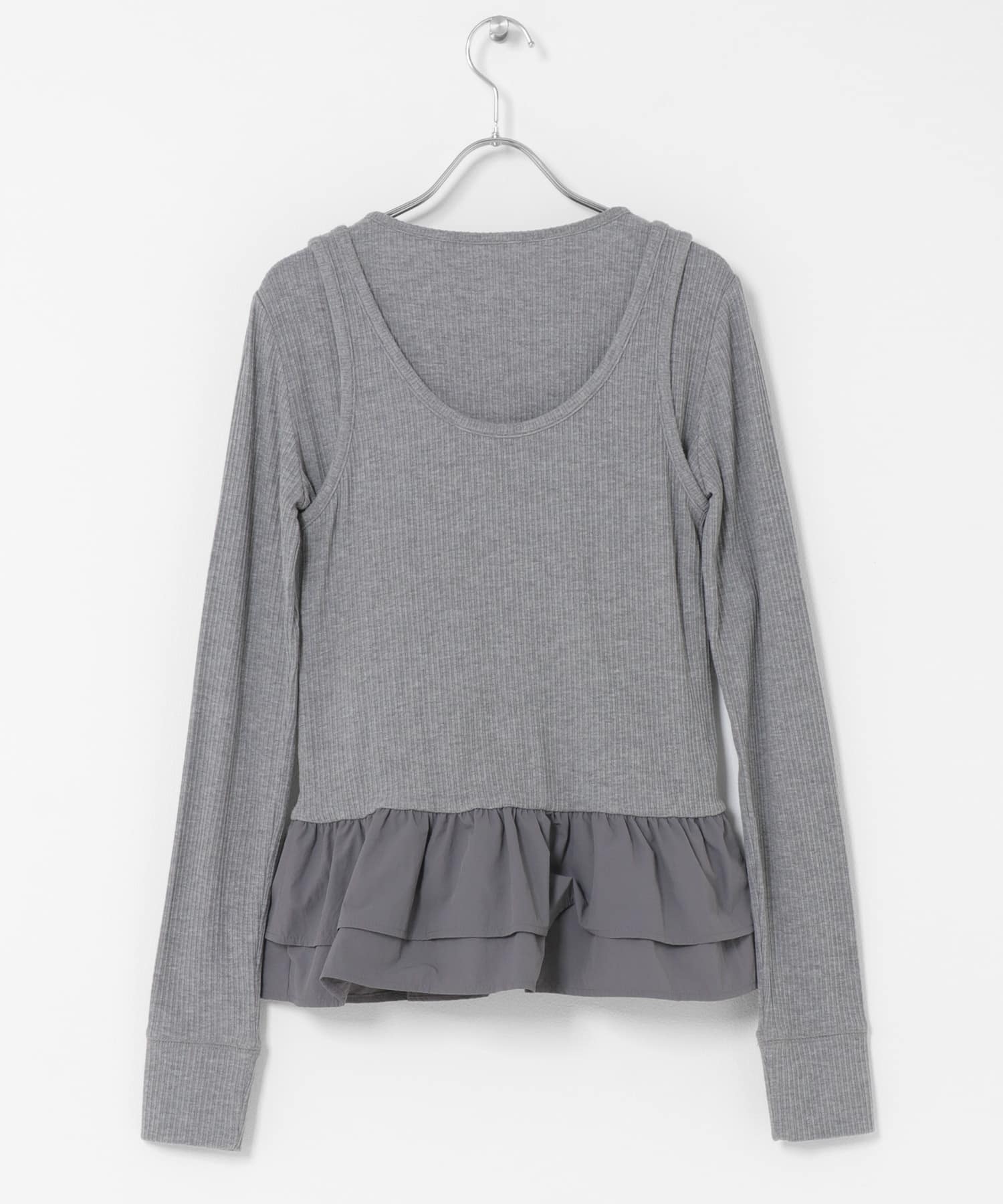 『WEB限定』裾フリルカットアンサンブル グレー Free