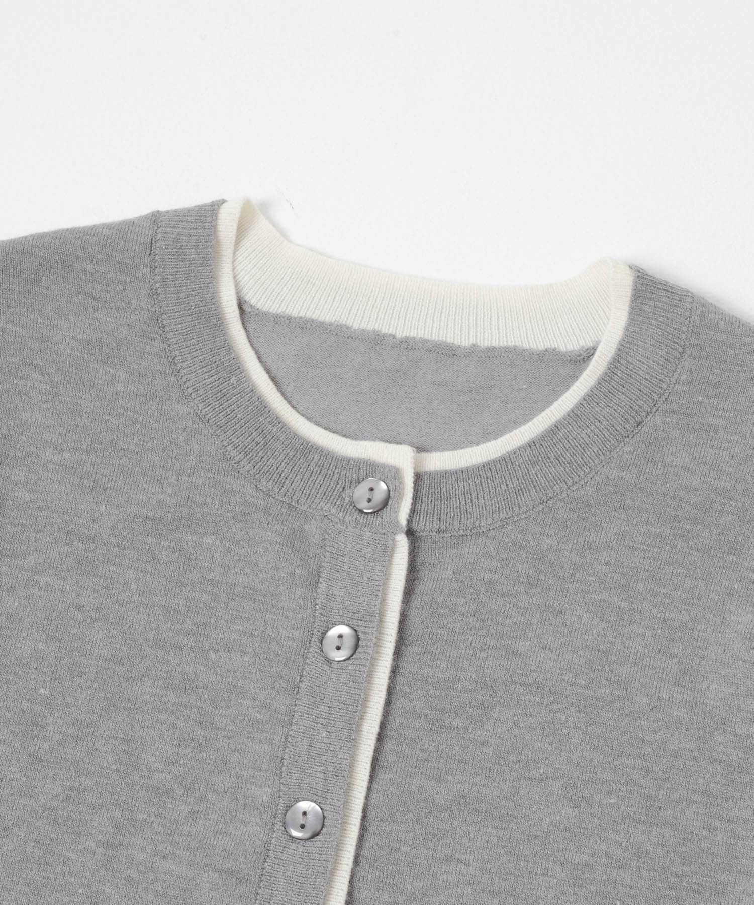 配色フリルニットカーディガン グレー Free