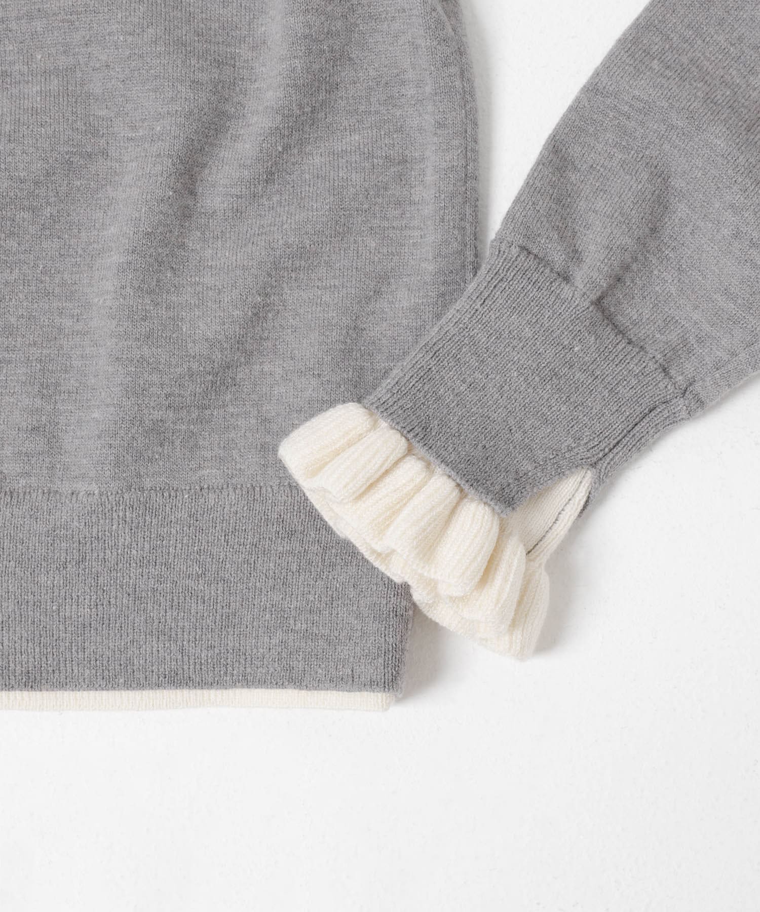 配色フリルニットカーディガン グレー Free