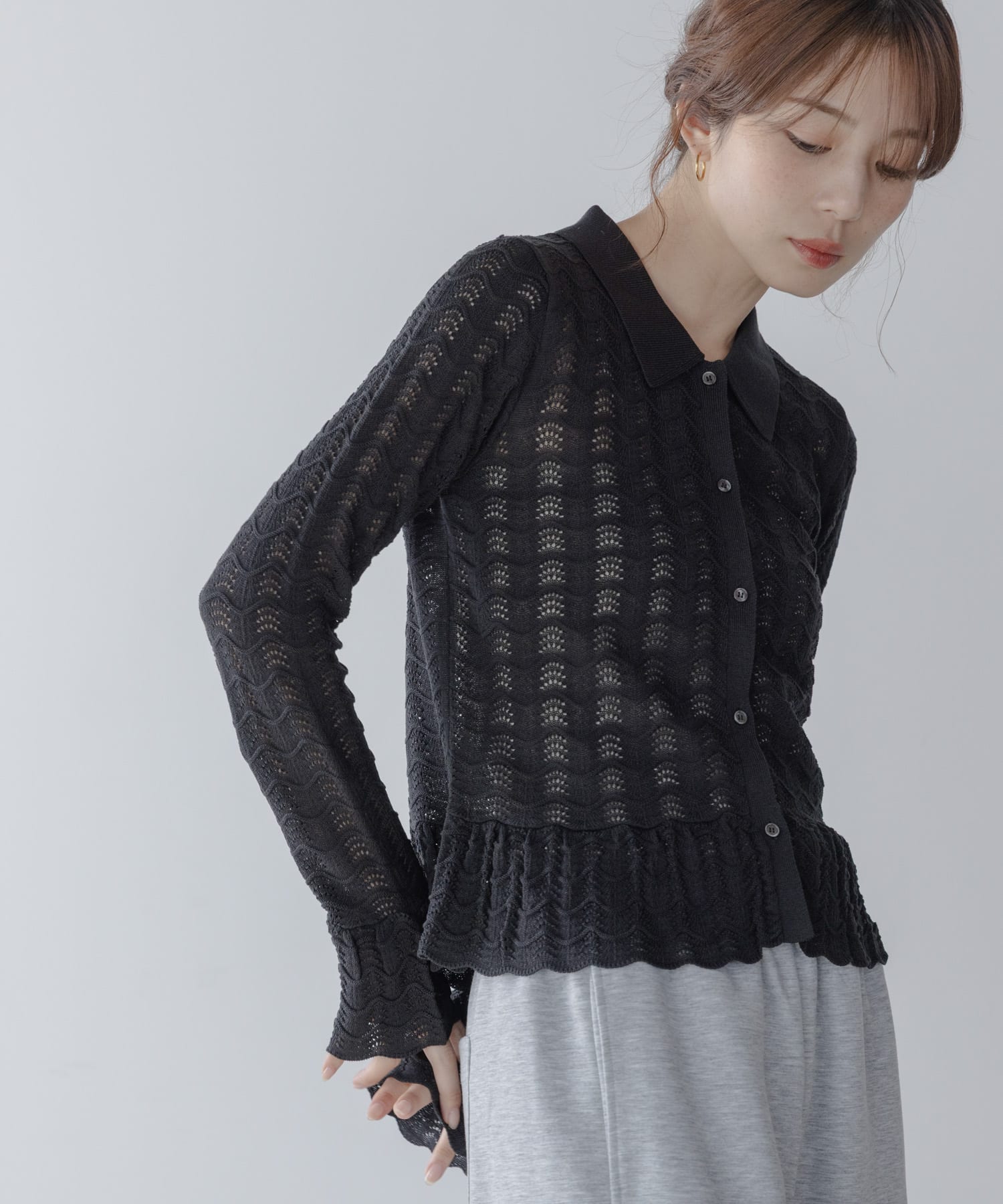 アイレットニットシャツプルオーバー