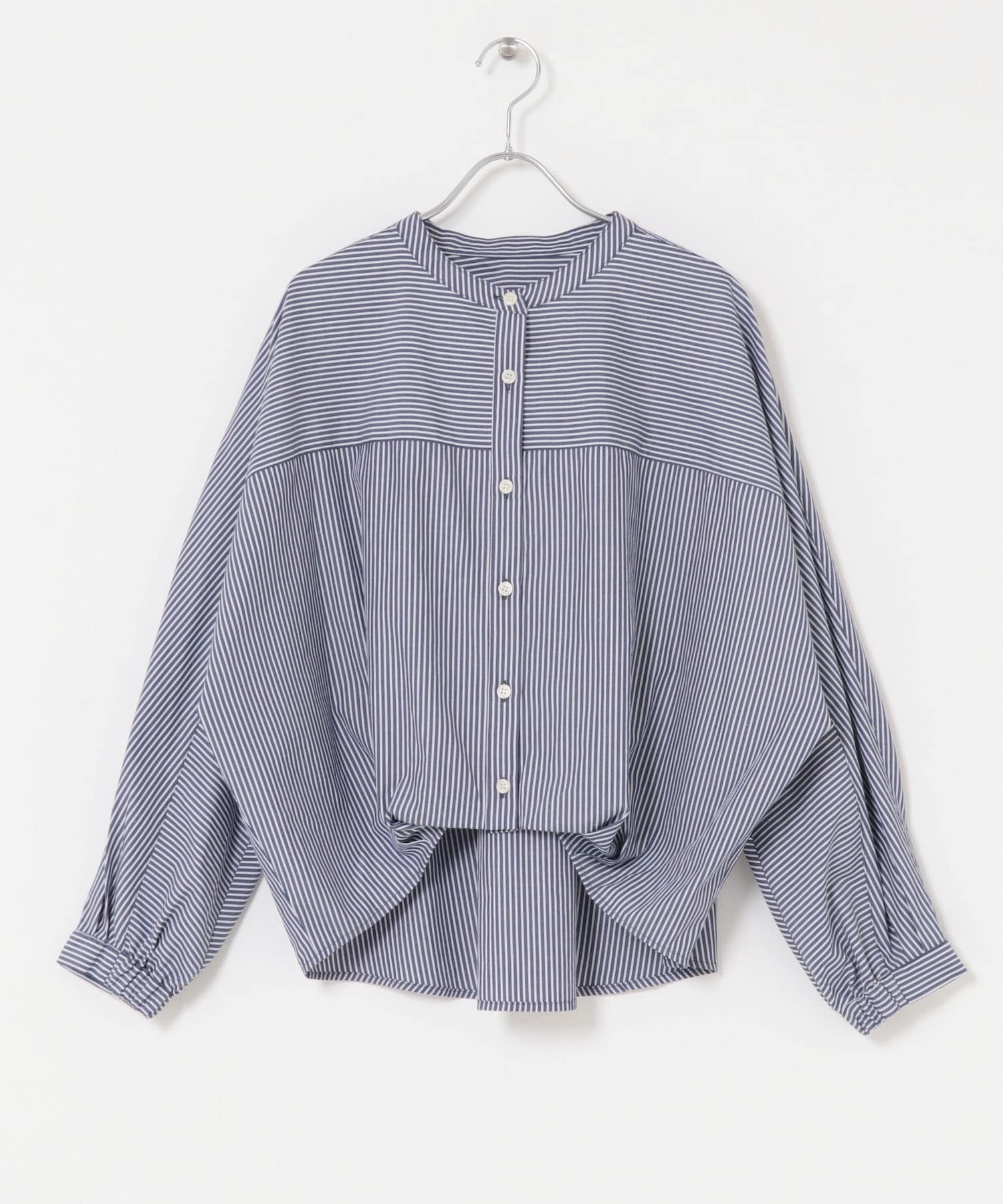 『WEB限定』フロントタックバンドカラーシャツ D.BLU×OFF Free