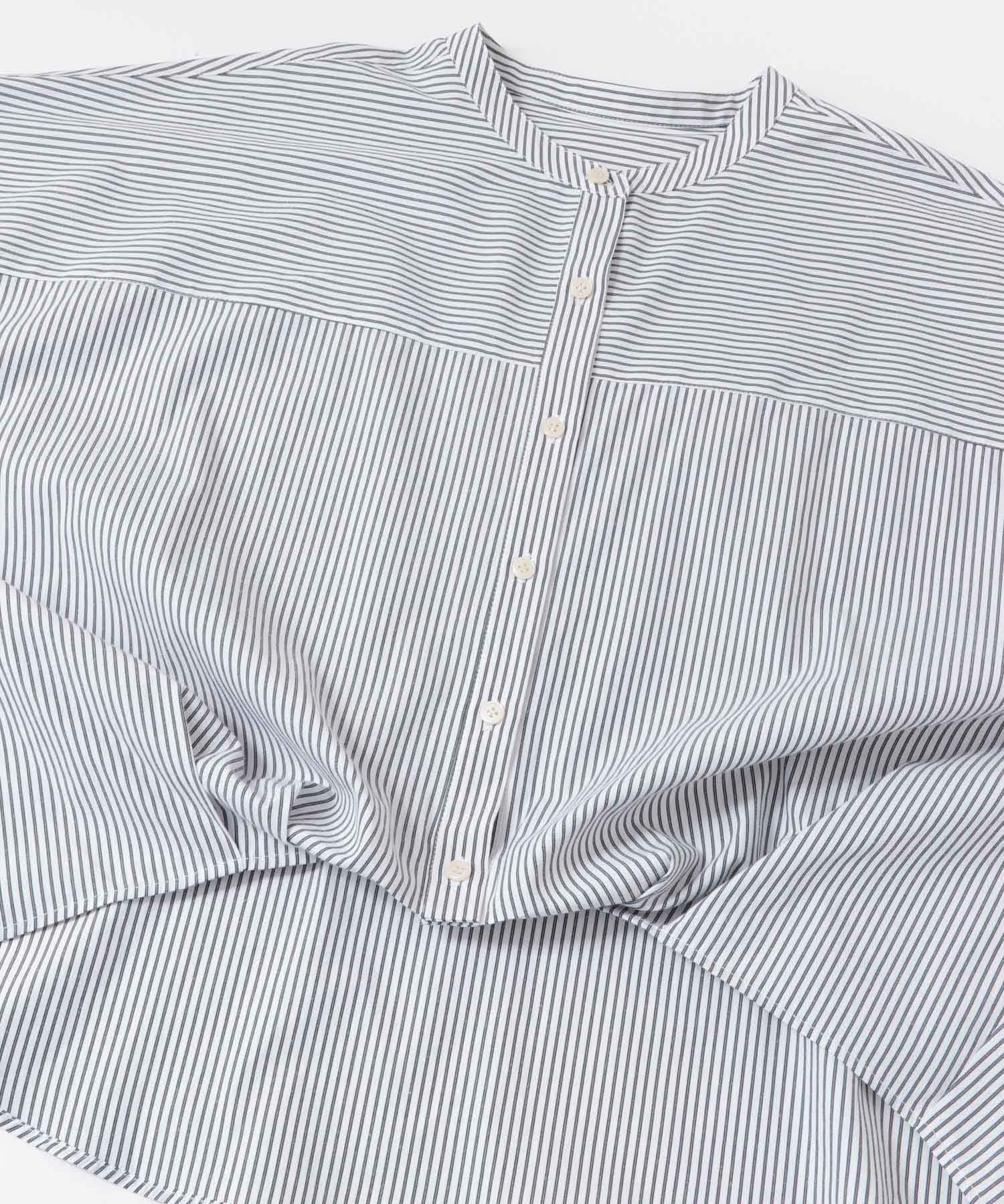 『WEB限定』フロントタックバンドカラーシャツ WHT×BLK Free