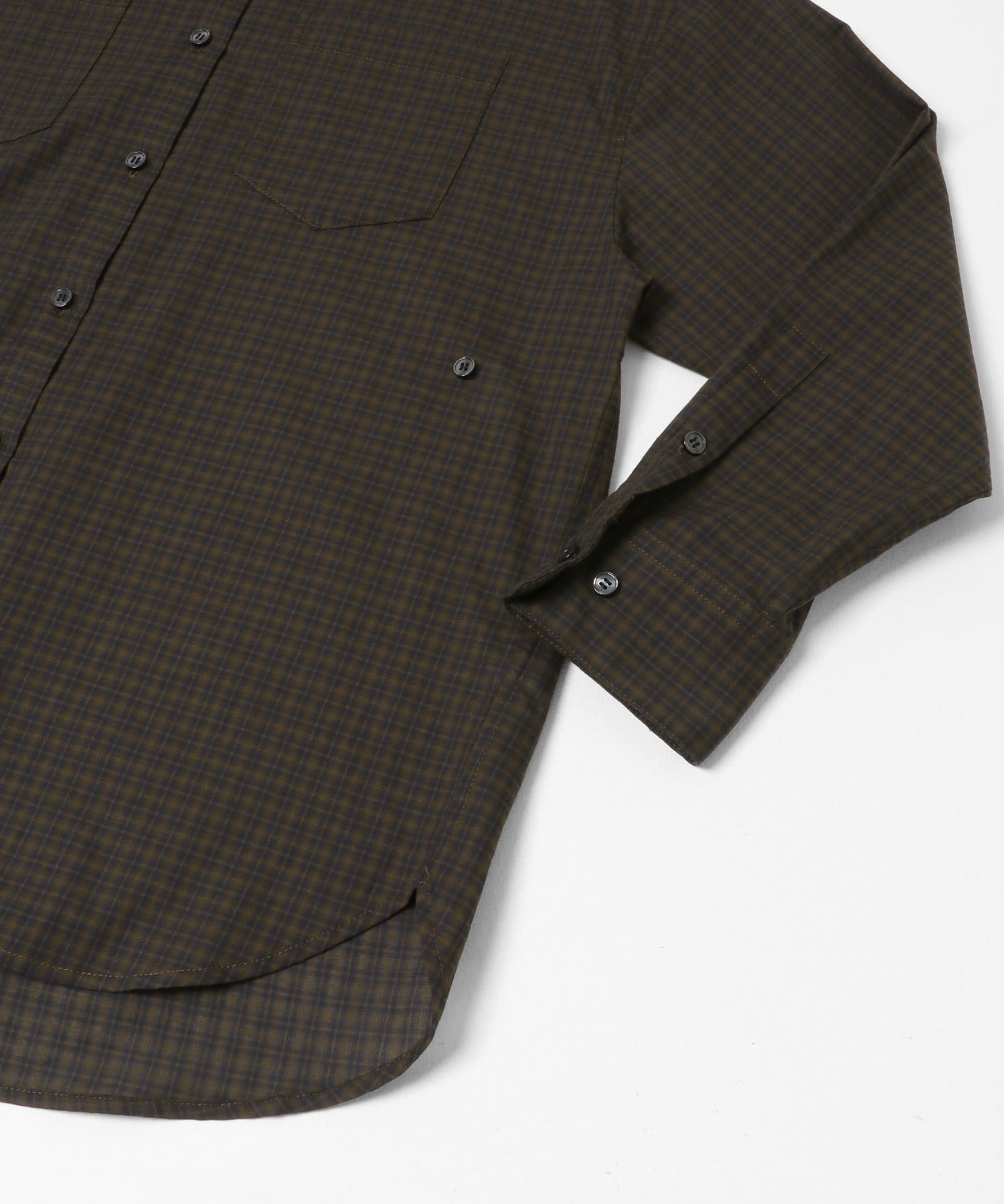 ドビーチェックアシメシャツ ブラウン系 Free
