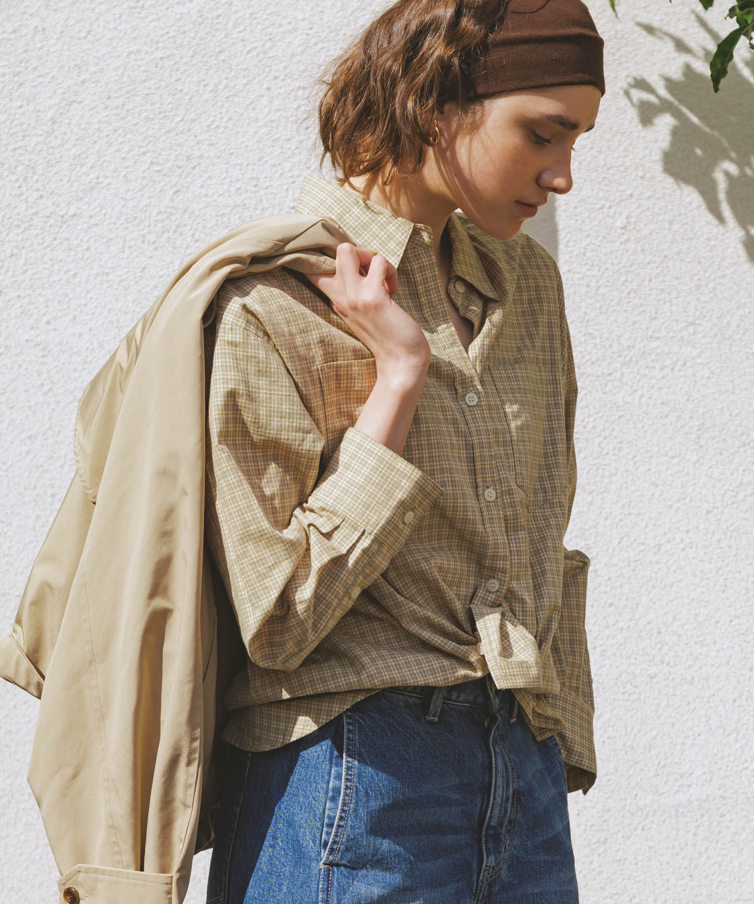 ドビーチェックアシメシャツ