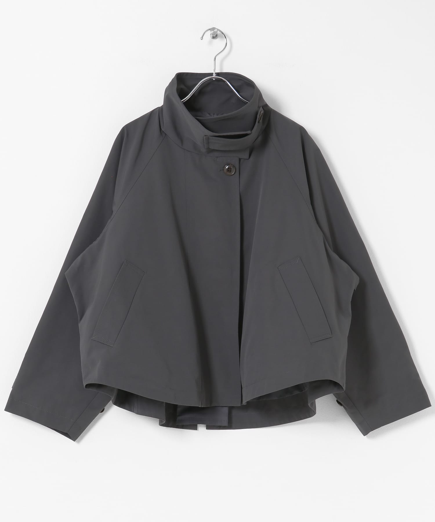 撥水バックフレアスタンドカラーコート チャコール Free