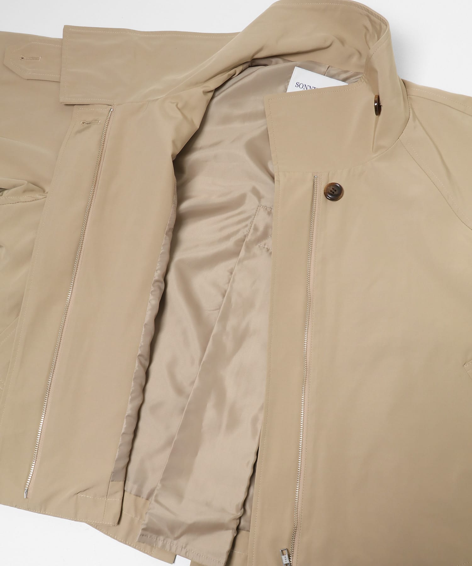 撥水バックフレアスタンドカラーコート ベージュ Free