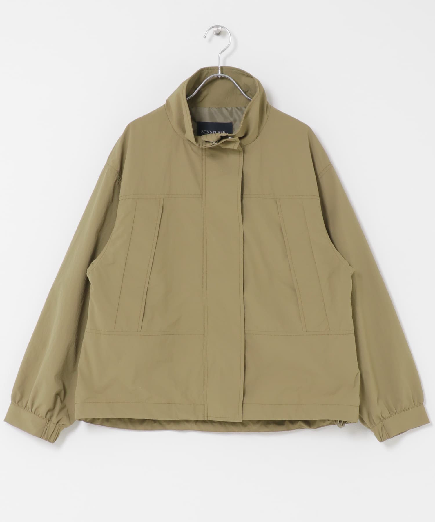 撥水スタンドカラーナイロンブルゾン カーキベージュ Free