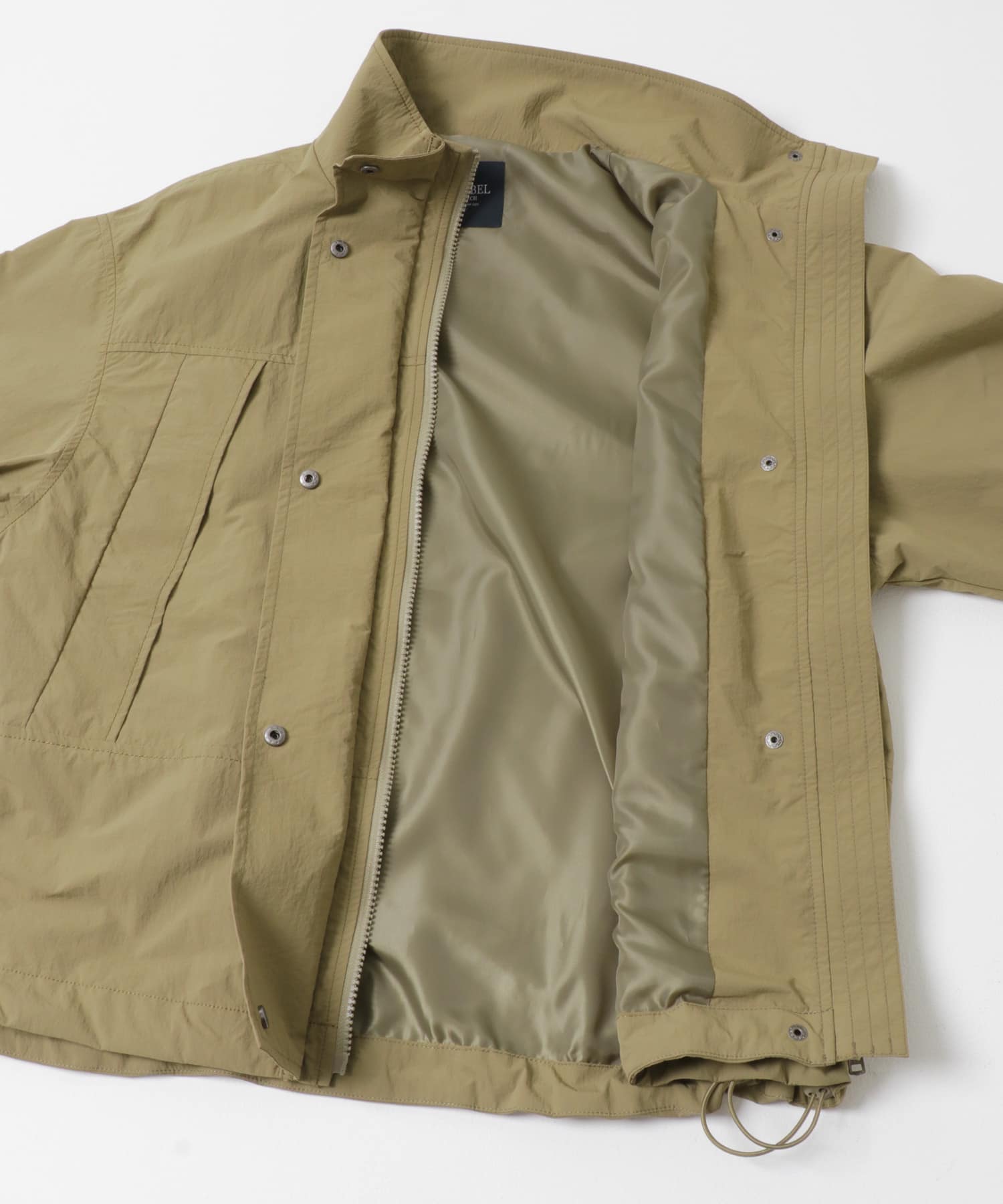 撥水スタンドカラーナイロンブルゾン カーキベージュ Free