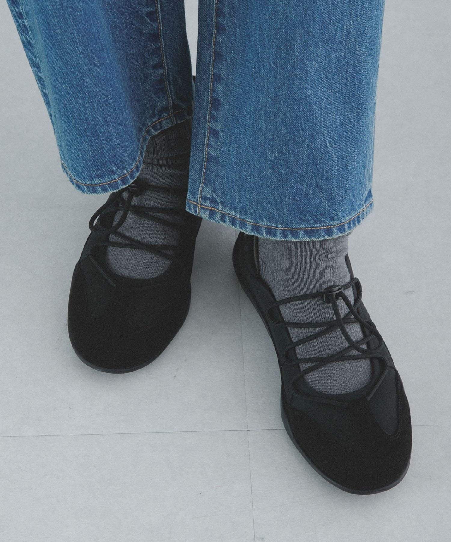 レースアップバレエスニーカー ブラック S