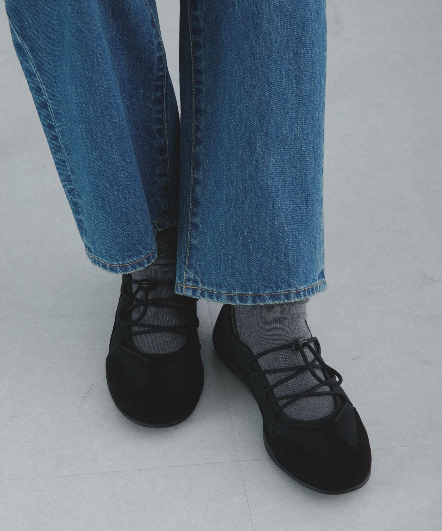 レースアップバレエスニーカー ブラック S