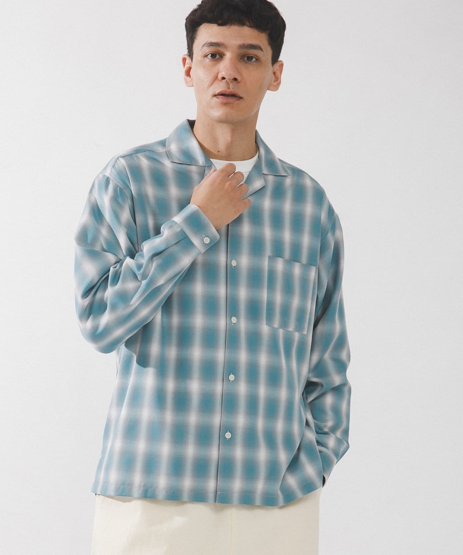 オンブレチェックロングスリーブシャツ