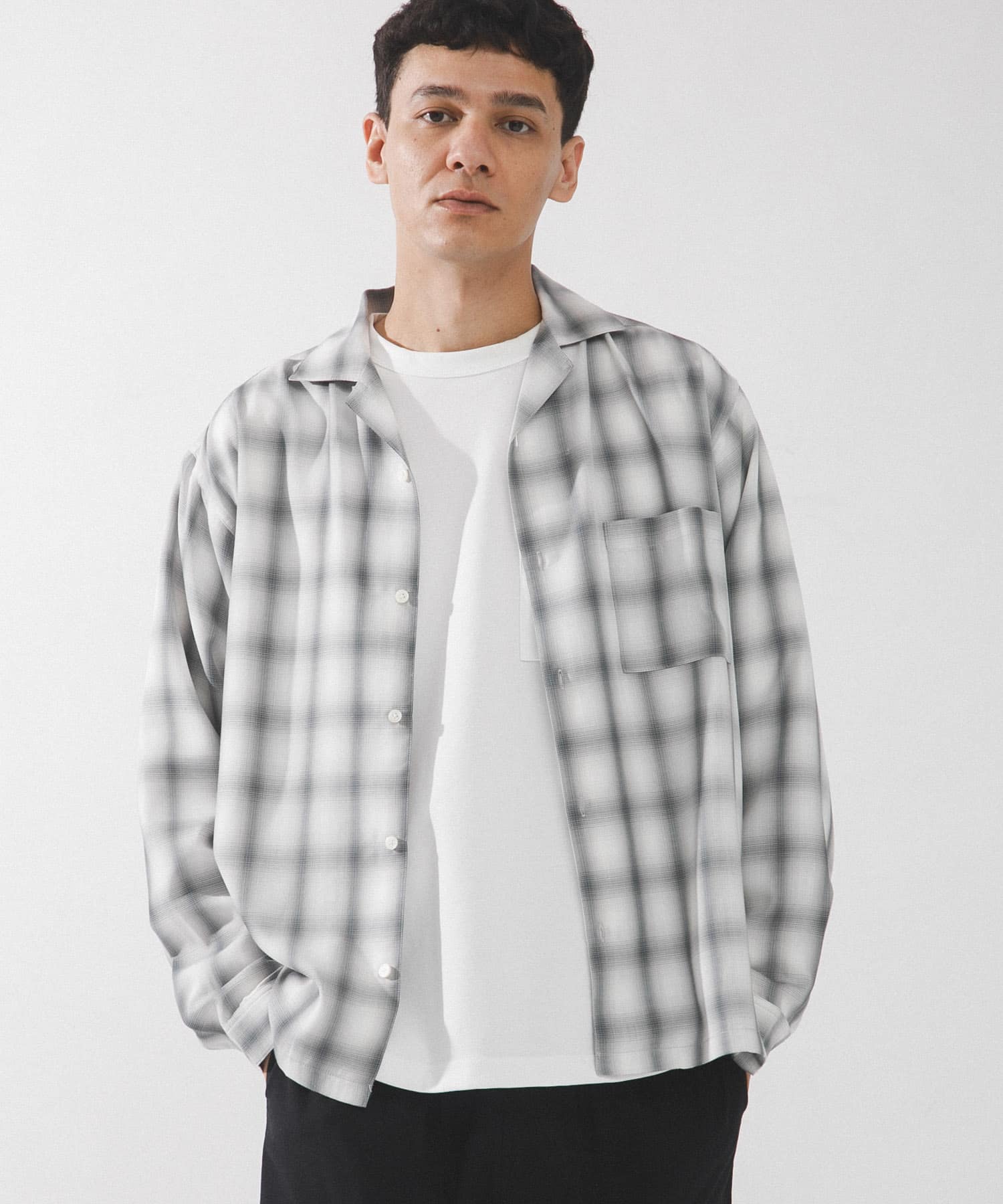 オンブレチェックロングスリーブシャツ