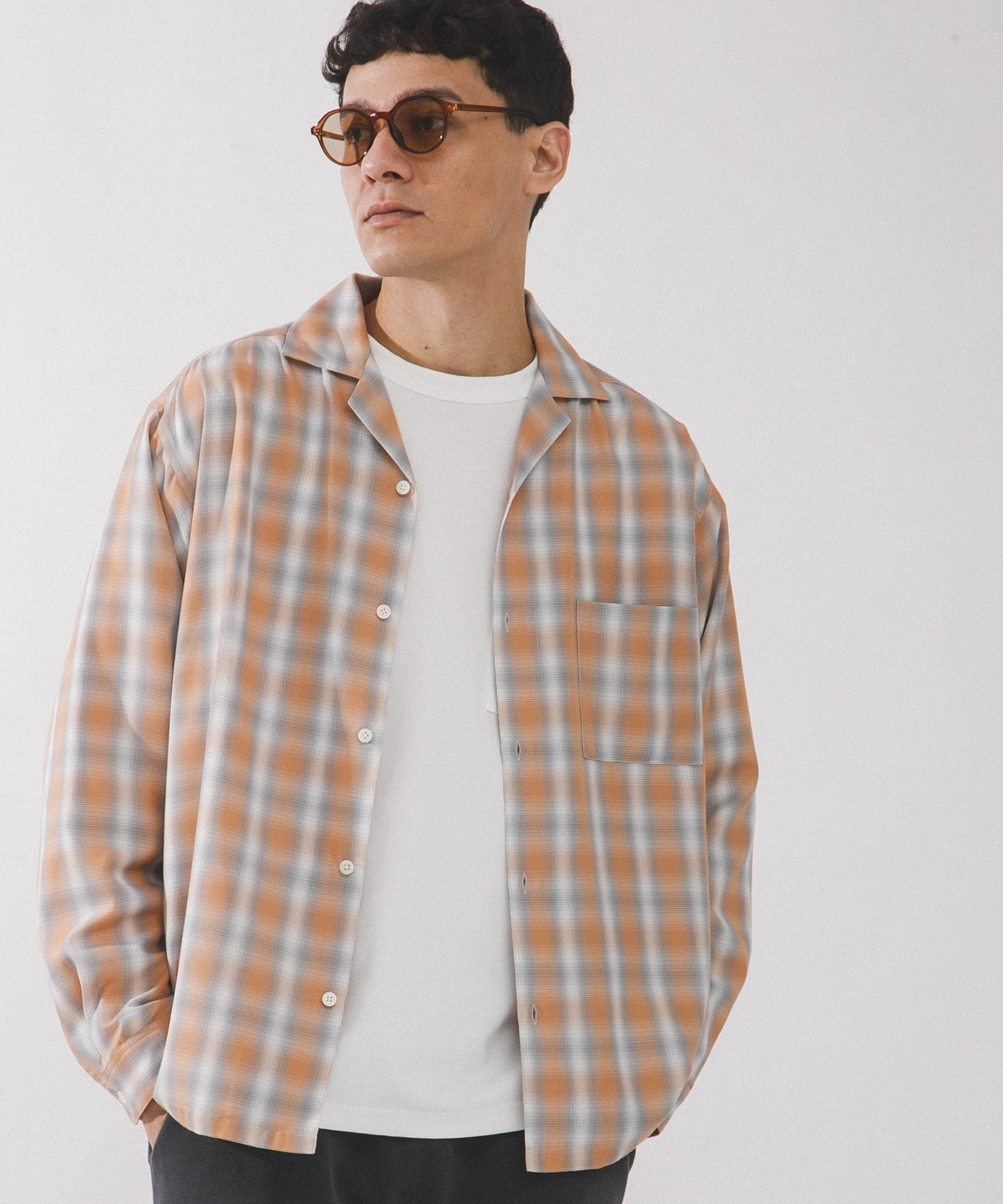 オンブレチェックロングスリーブシャツ