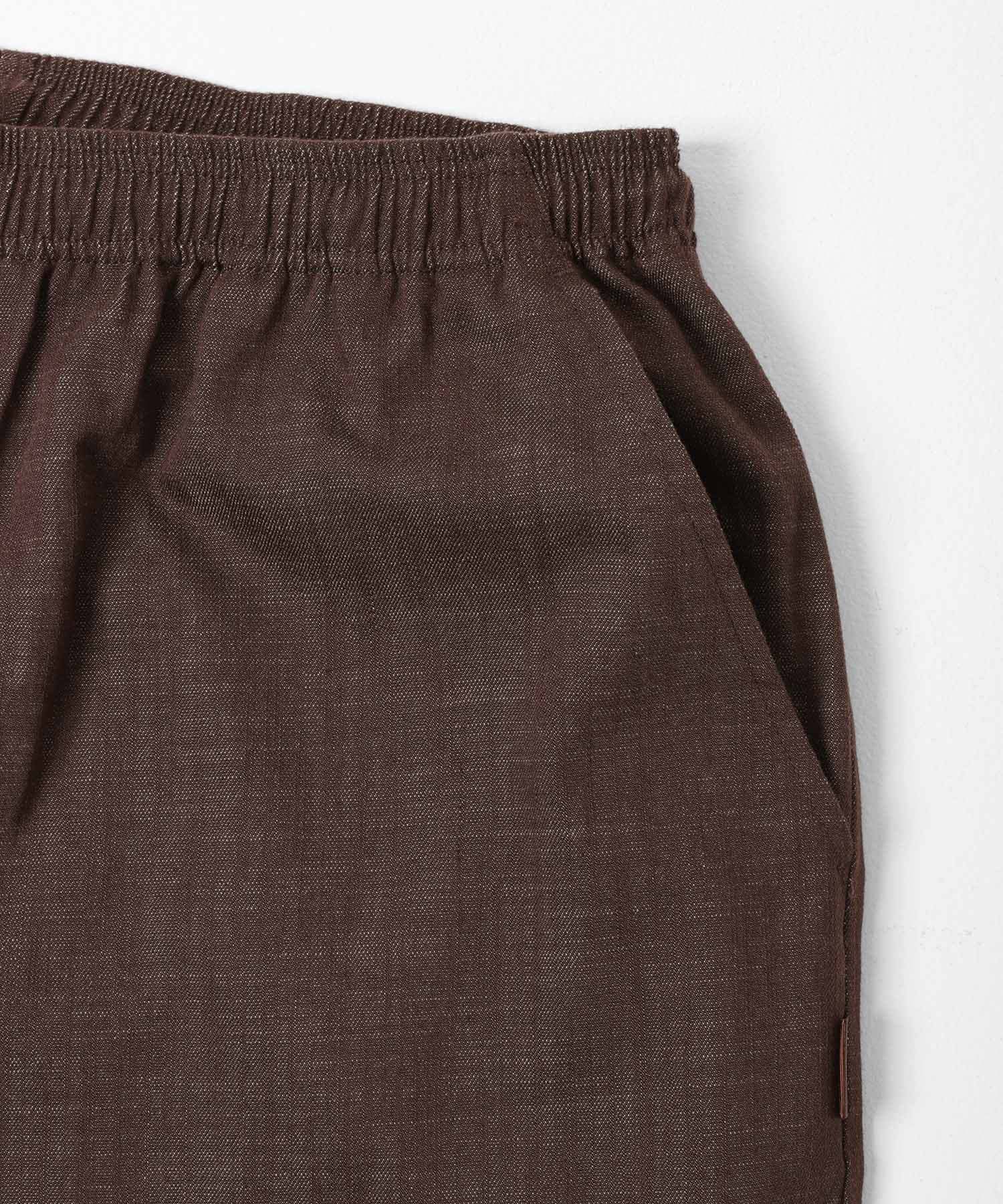 デニムライクイージーワイドパンツ ブラウン S