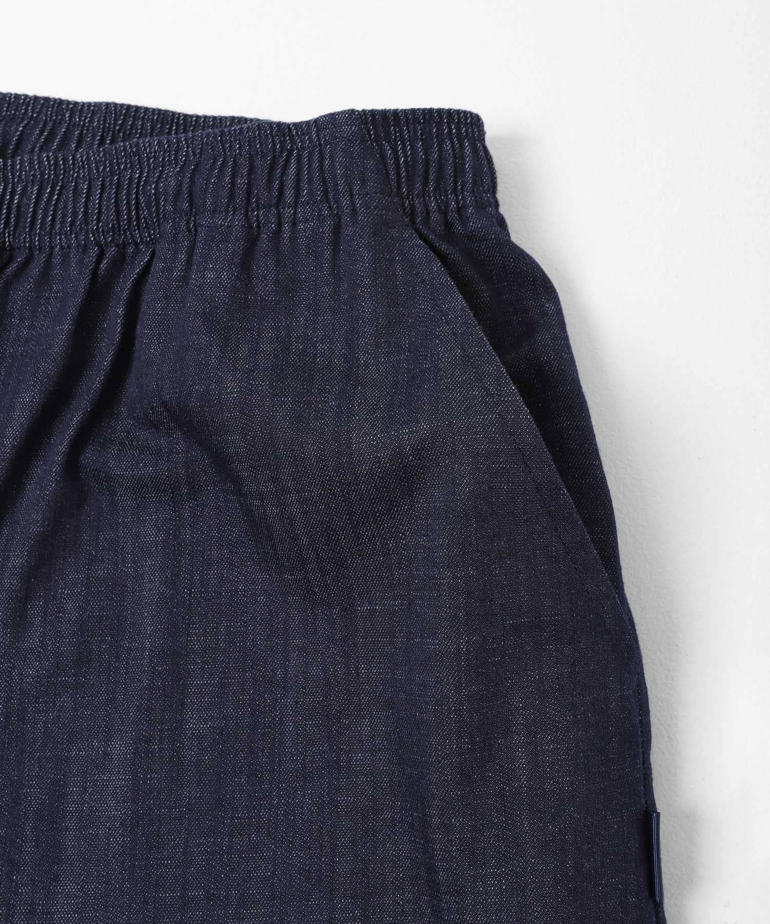 デニムライクイージーワイドパンツ ブルー S