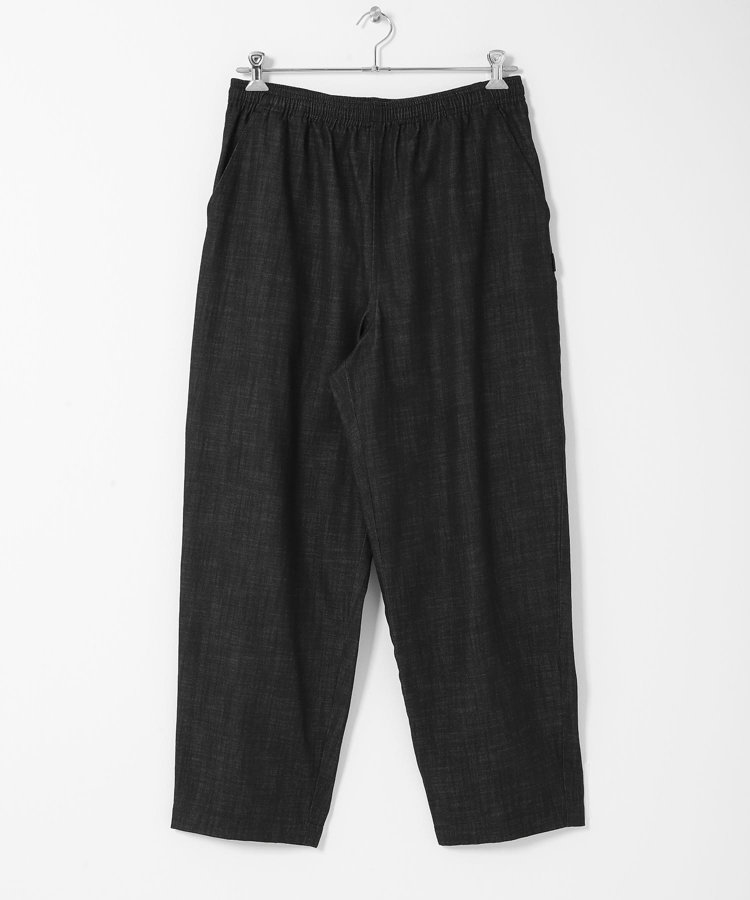 デニムライクイージーワイドパンツ ブラック S