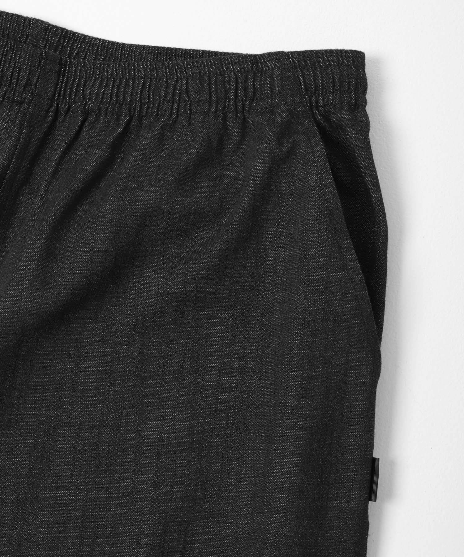 デニムライクイージーワイドパンツ ブラック S