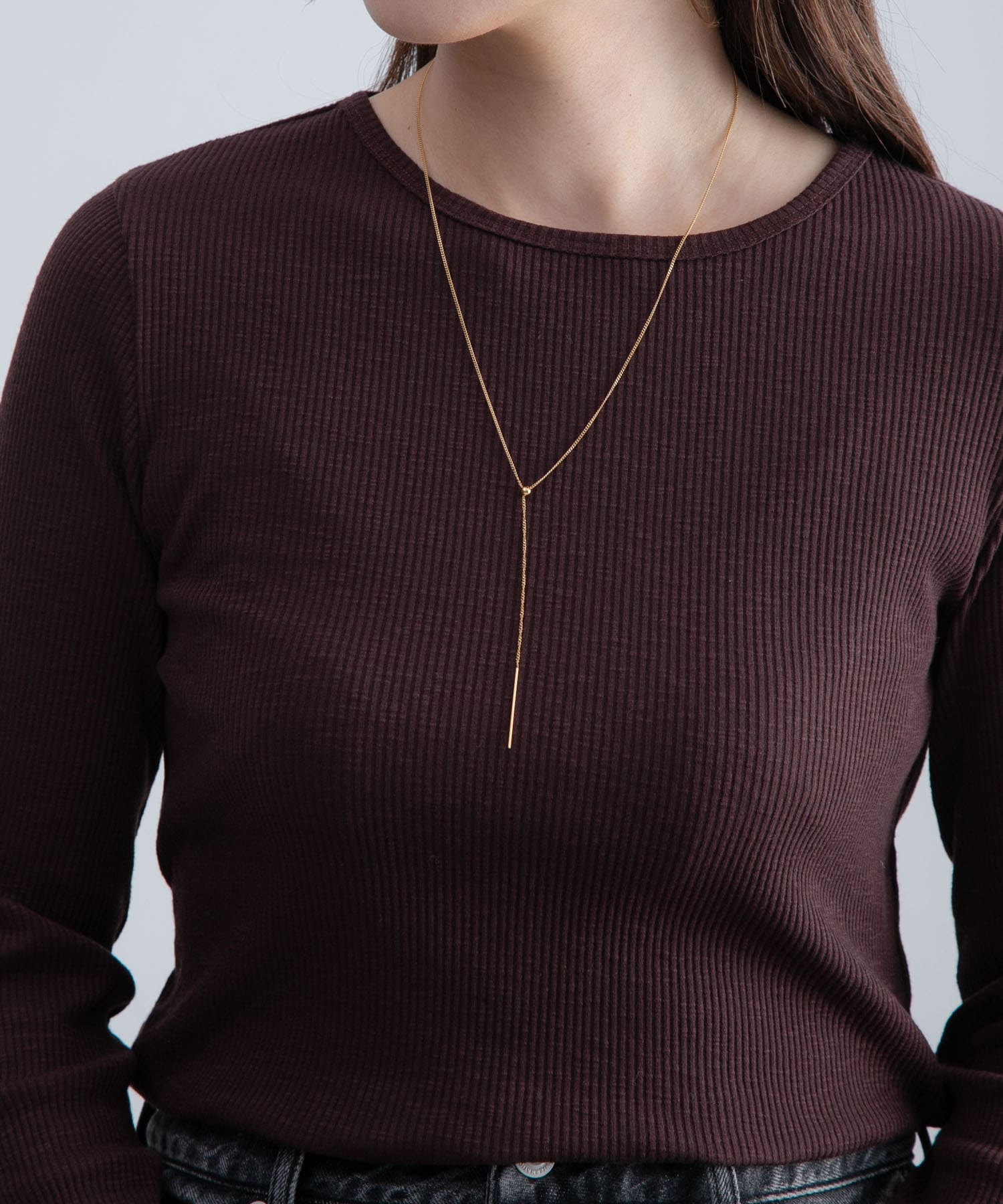 ステンレスナローチェーンネックレス ゴールド One