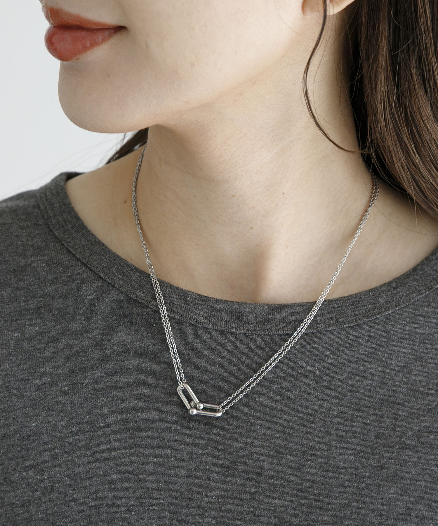 ステンレスボーントップネックレス(One シルバー): アクセサリー