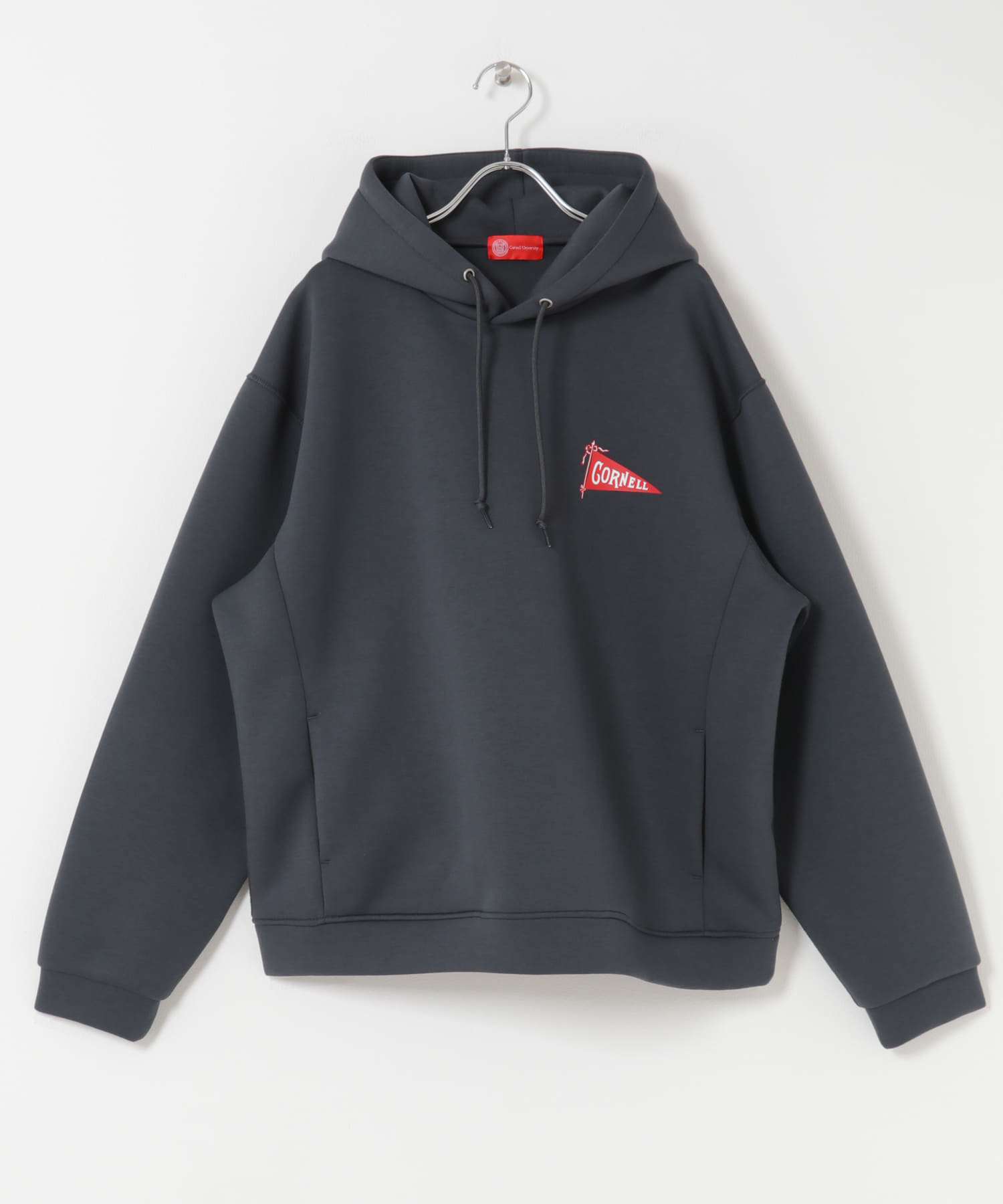 カレッジプリントダンボールパーカー チャコール M