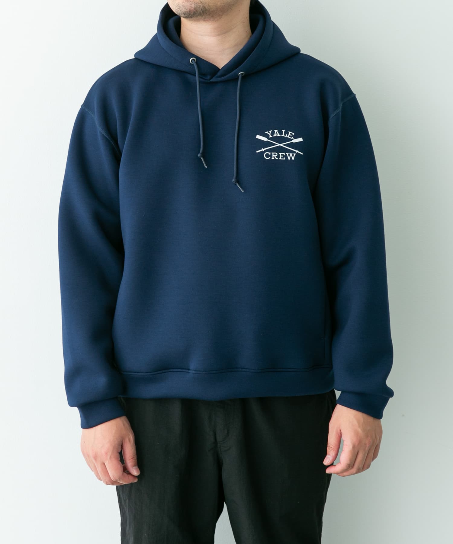 カレッジプリントダンボールパーカー ネイビー M