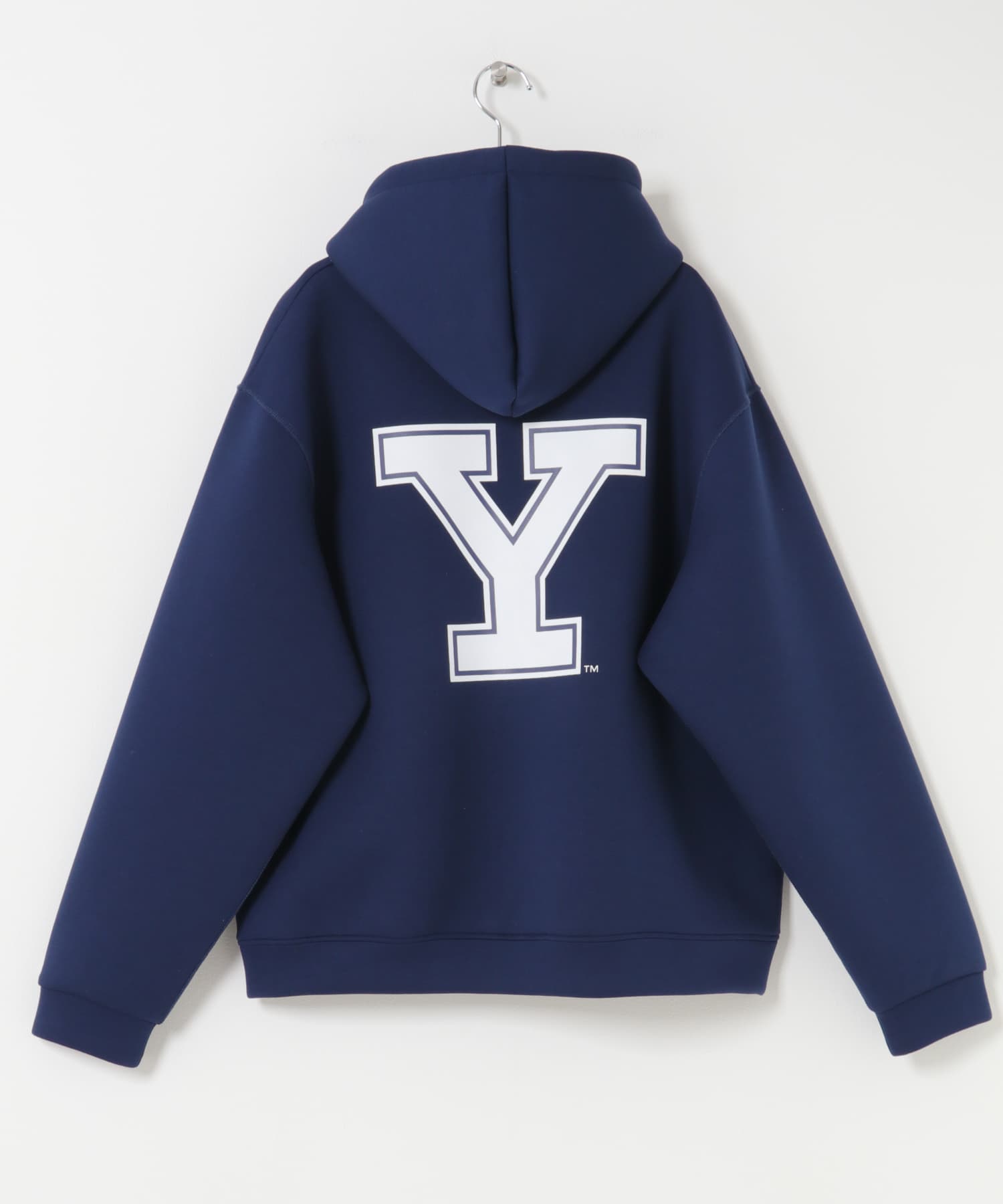 カレッジプリントダンボールパーカー ネイビー M