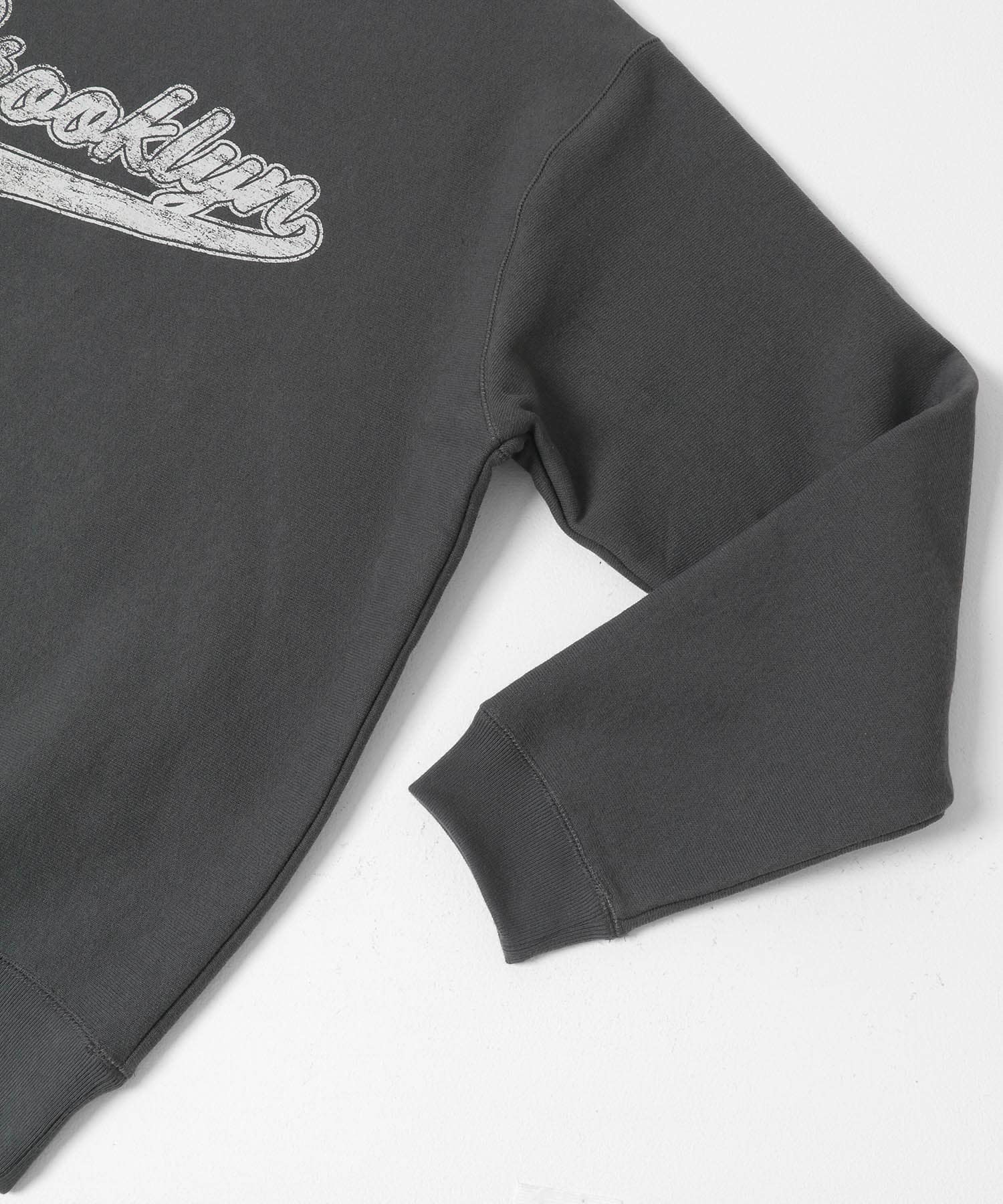 裏起毛プリントスウェットプルオーバー チャコール M