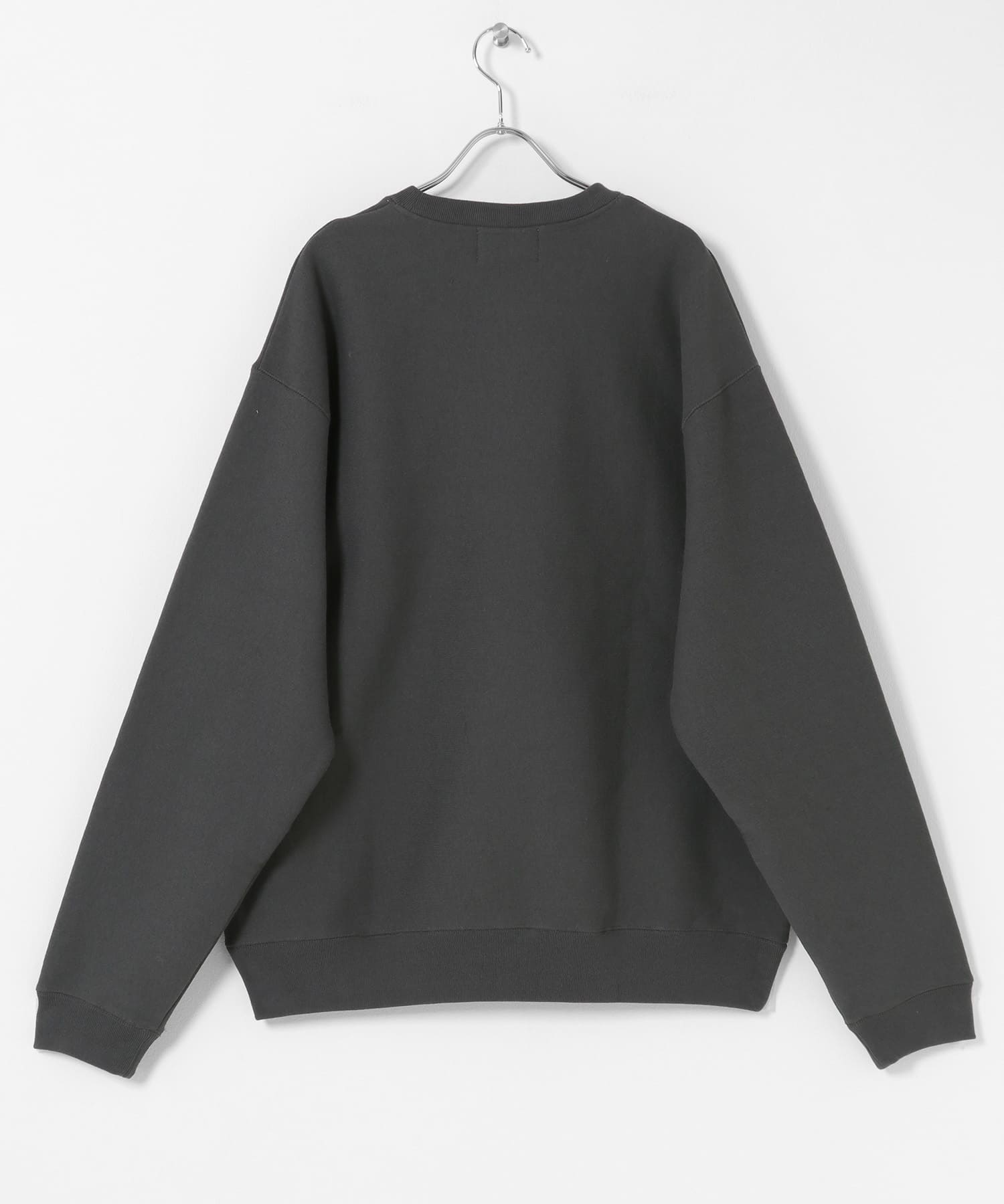 裏起毛プリントスウェットプルオーバー チャコール M