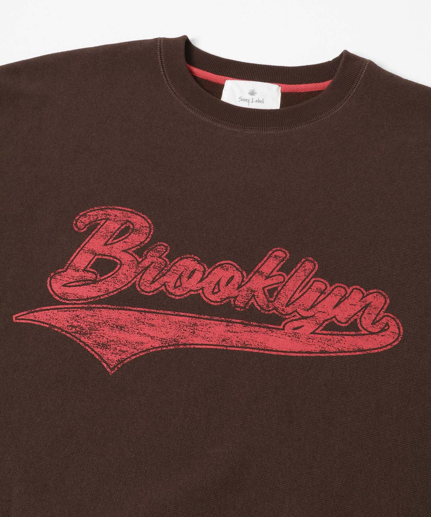 裏起毛プリントスウェットプルオーバー ブラウン M