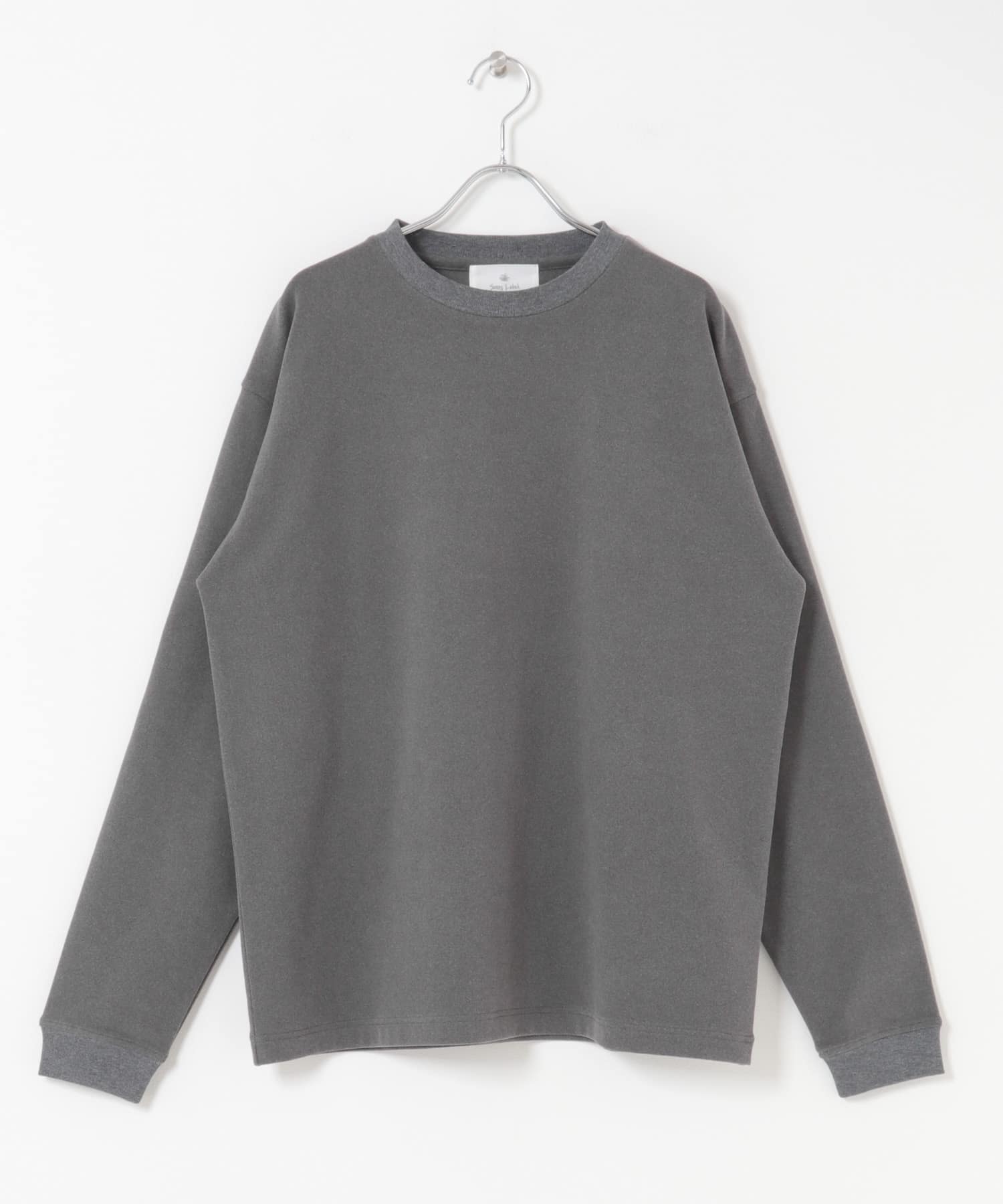 ふわもちストレッチロングスリーブTEE チャコール M