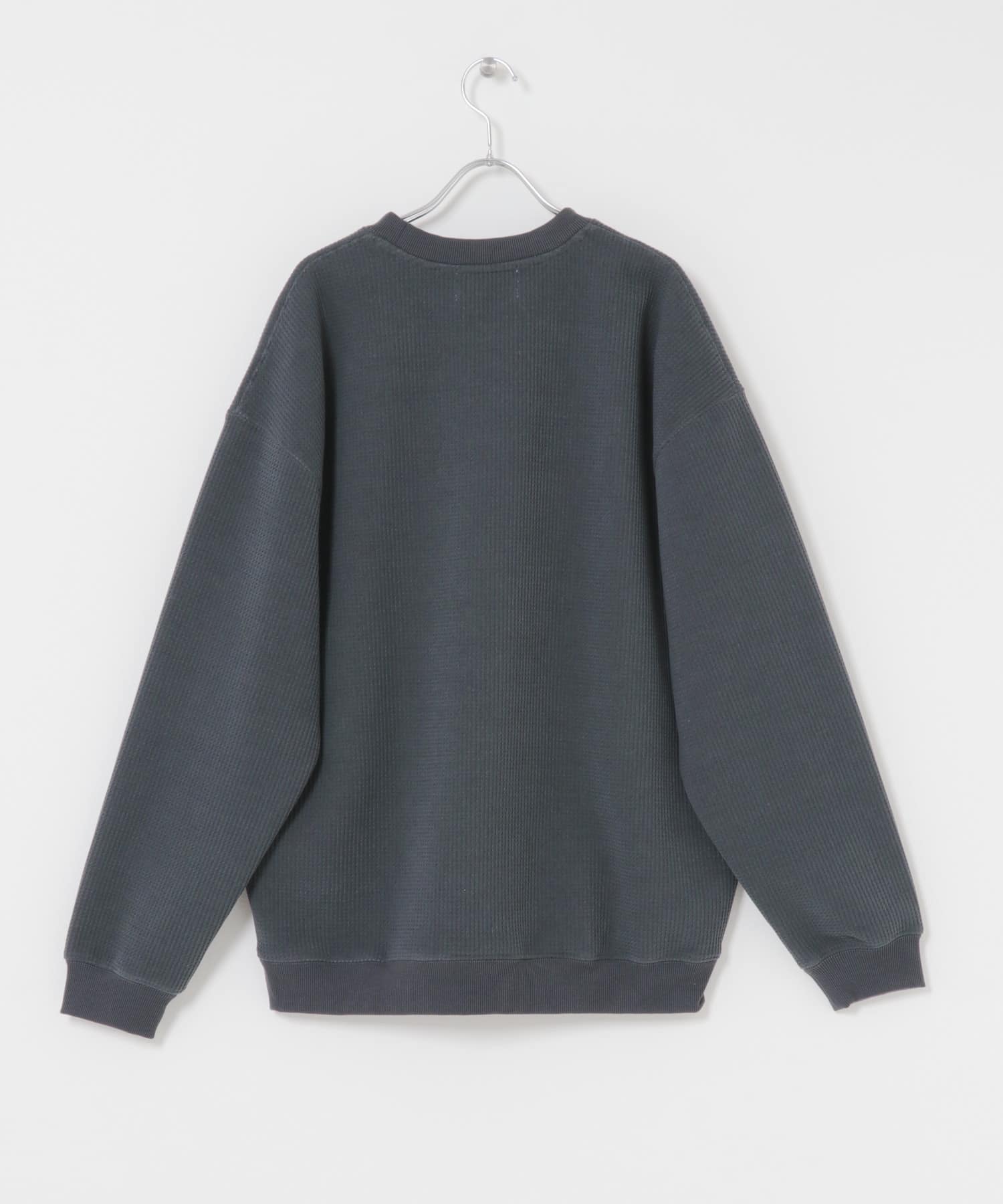裏起毛ワッフルリラックスフィットプルオーバー チャコール M