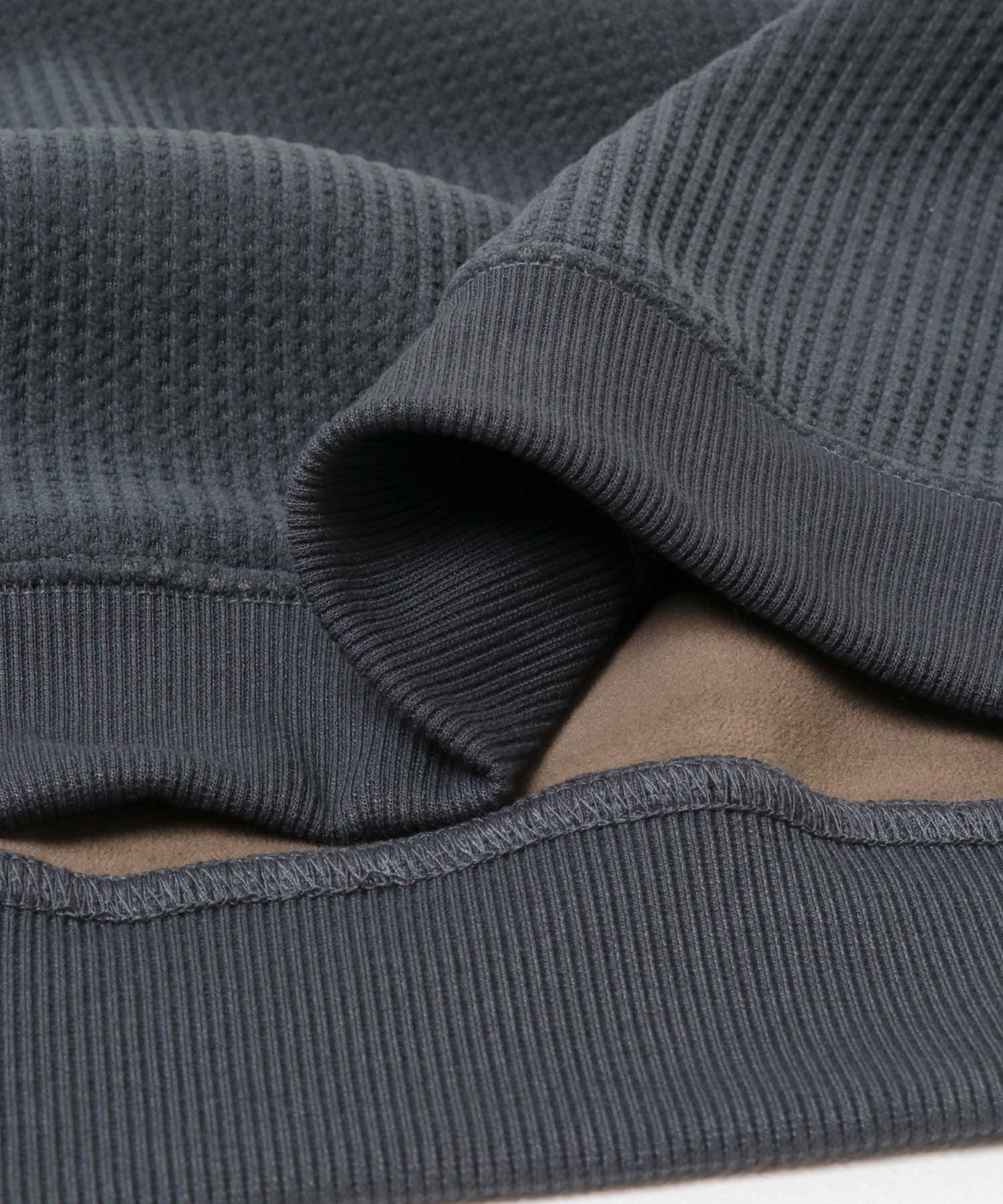 裏起毛ワッフルリラックスフィットプルオーバー チャコール M