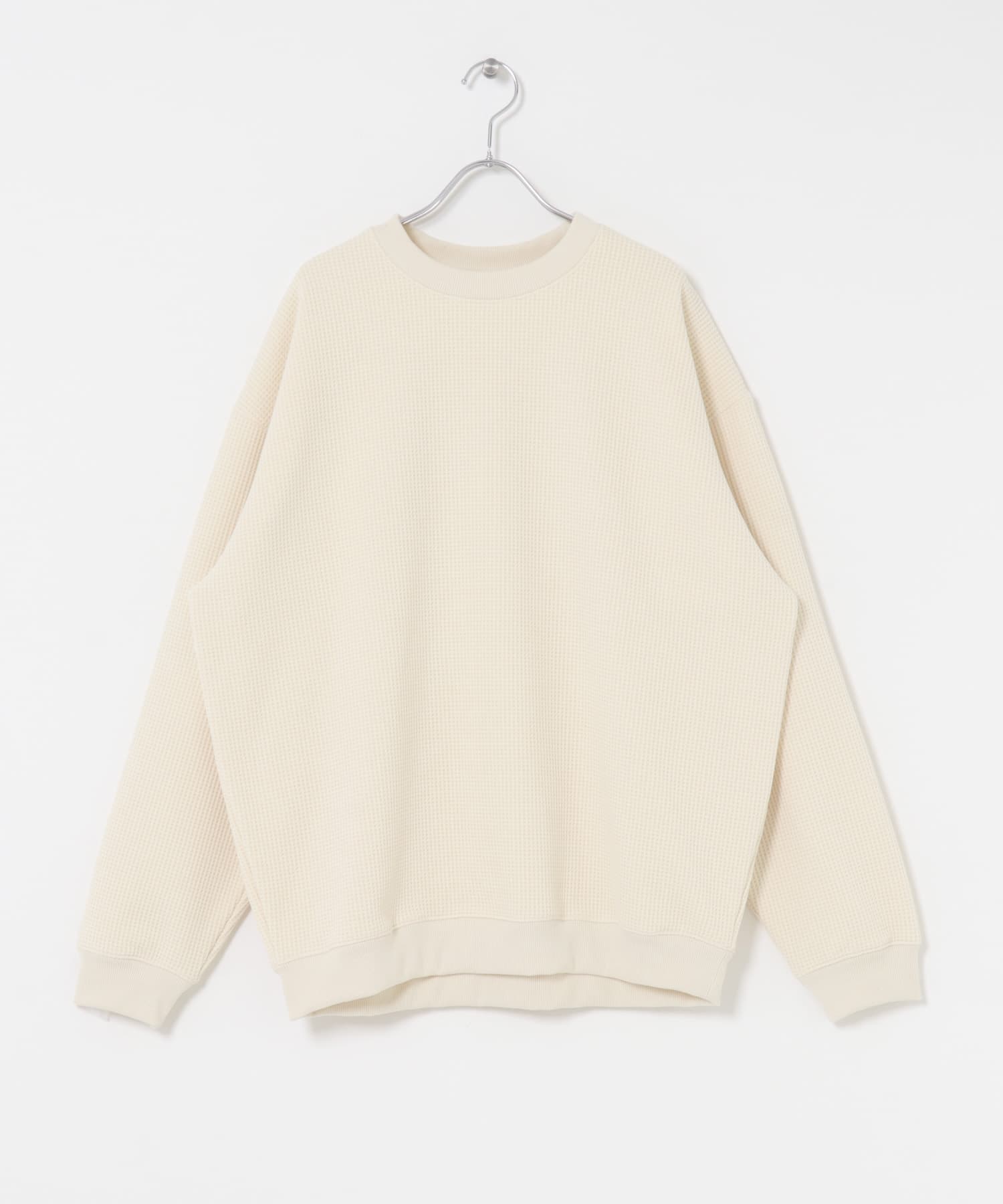 裏起毛ワッフルリラックスフィットプルオーバー オフ M